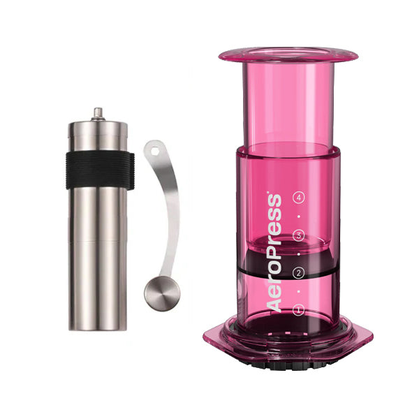 AeroPress Clear Coffee Maker Starter Kit - Portable Espresso & Coffee Press for Travel, Camping, Office & Home Brewing - Includes Filters & Scoop