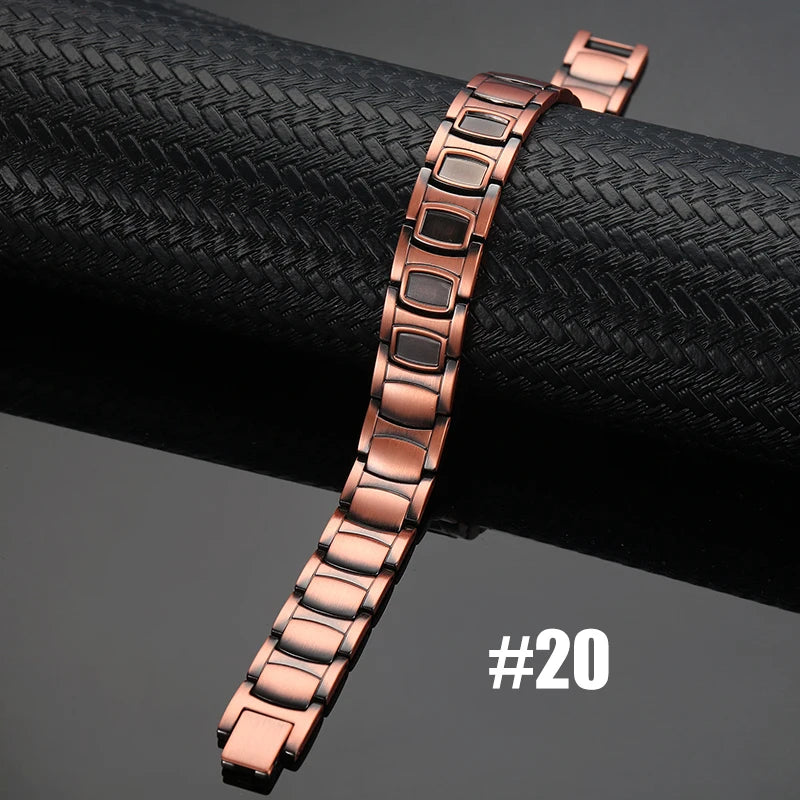 Men's Magnetic Health Bracelet - Pure Copper Energy Bracelet with Blood Pressure Magnets | Pain Relief & Improved Circulation | Perfect for Fitness, Work & Daily Wear