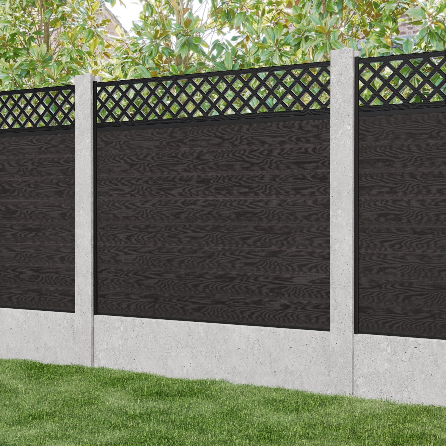 Dark Oak Classic Hive Fence Panel - Prefabricated for Existing Concrete Posts | Durable Outdoor Privacy Fence for Backyard, Garden & Pool Areas