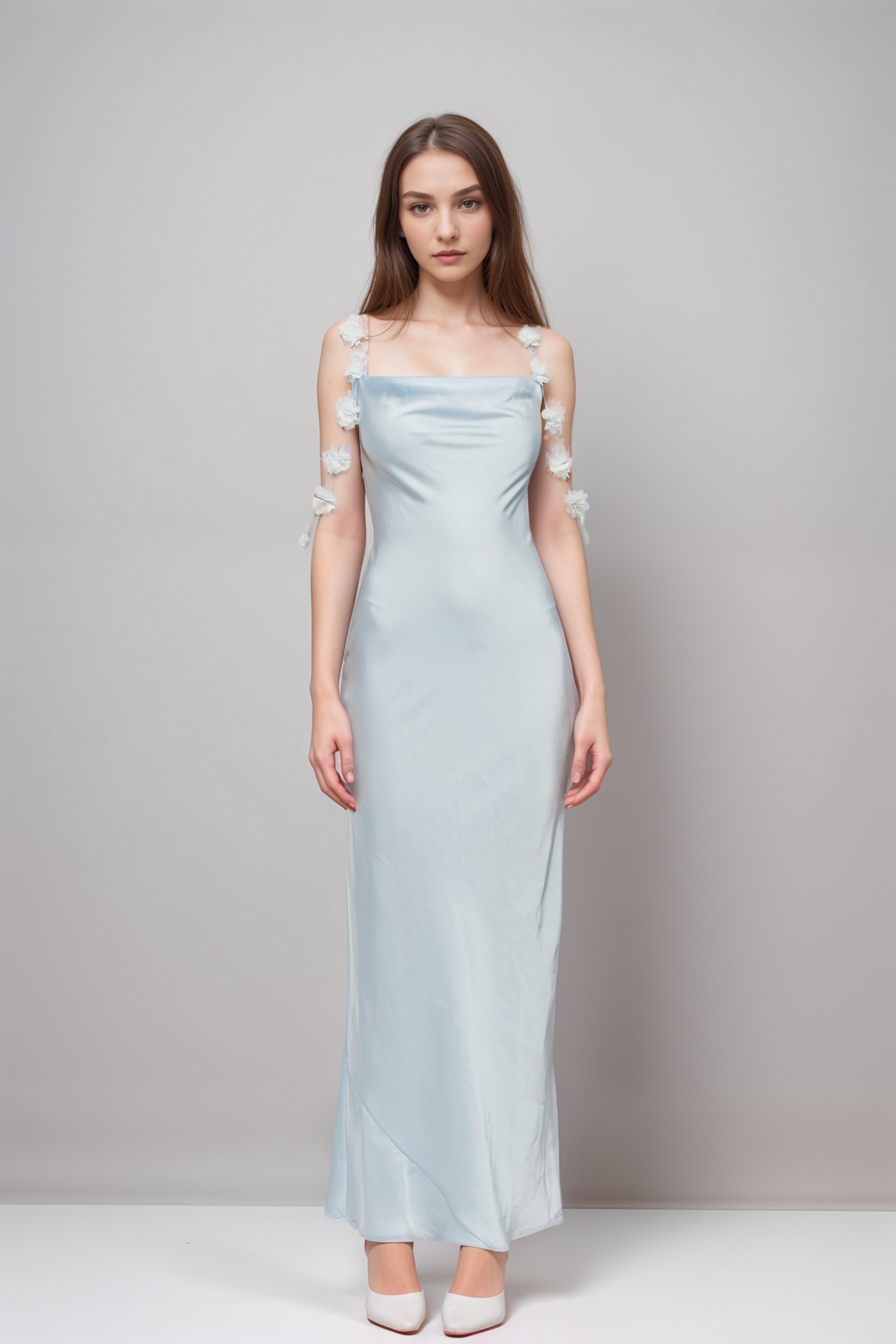 Elegant Floral Straps Satin Maxi Dress for Women - Perfect for Summer Beach Vacations, Weddings & Evening Parties