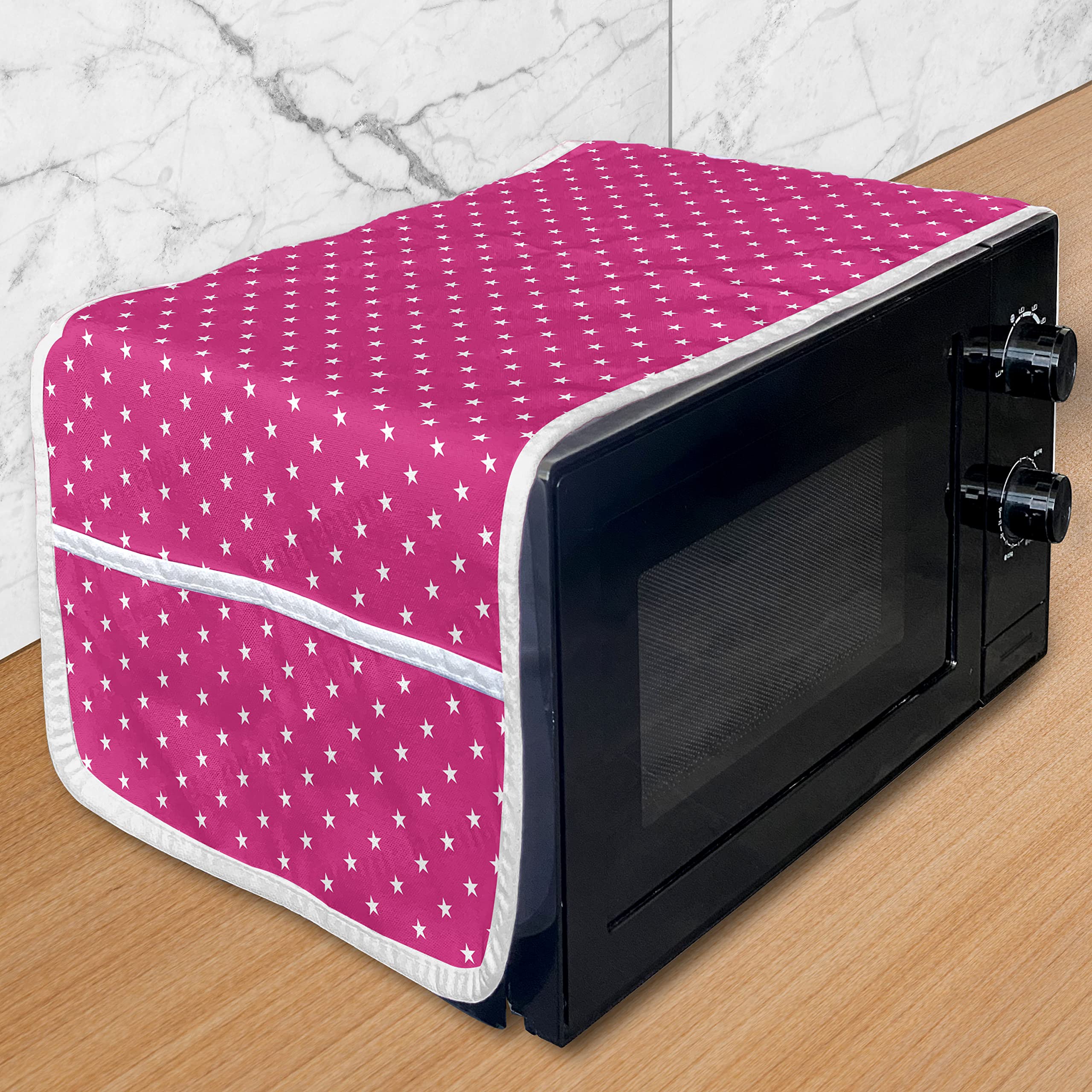 Ambesonne Hot Pink Microwave Cover - Water Resistant Kitchen Organizer with Pockets, 36