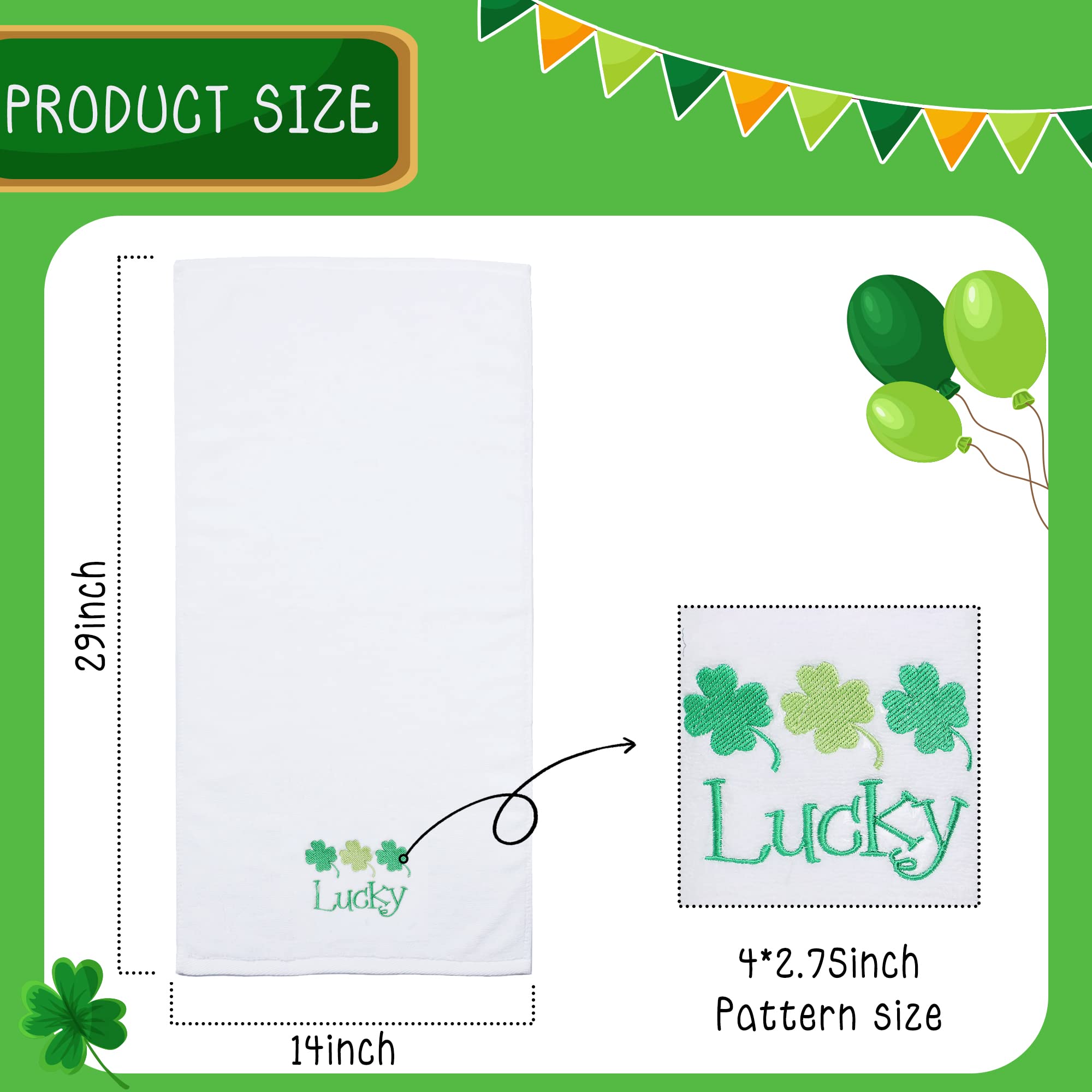 **St. Patrick's Day Irish Hand Towels - 100% Cotton Embroidered Green Gnome & Shamrock Design - Decorative Kitchen & Bathroom Dish Towels Set of 2 (14x29 Inches) - Perfect for St. Patrick's Day Decor, Gifts, and Irish-Themed Parties**