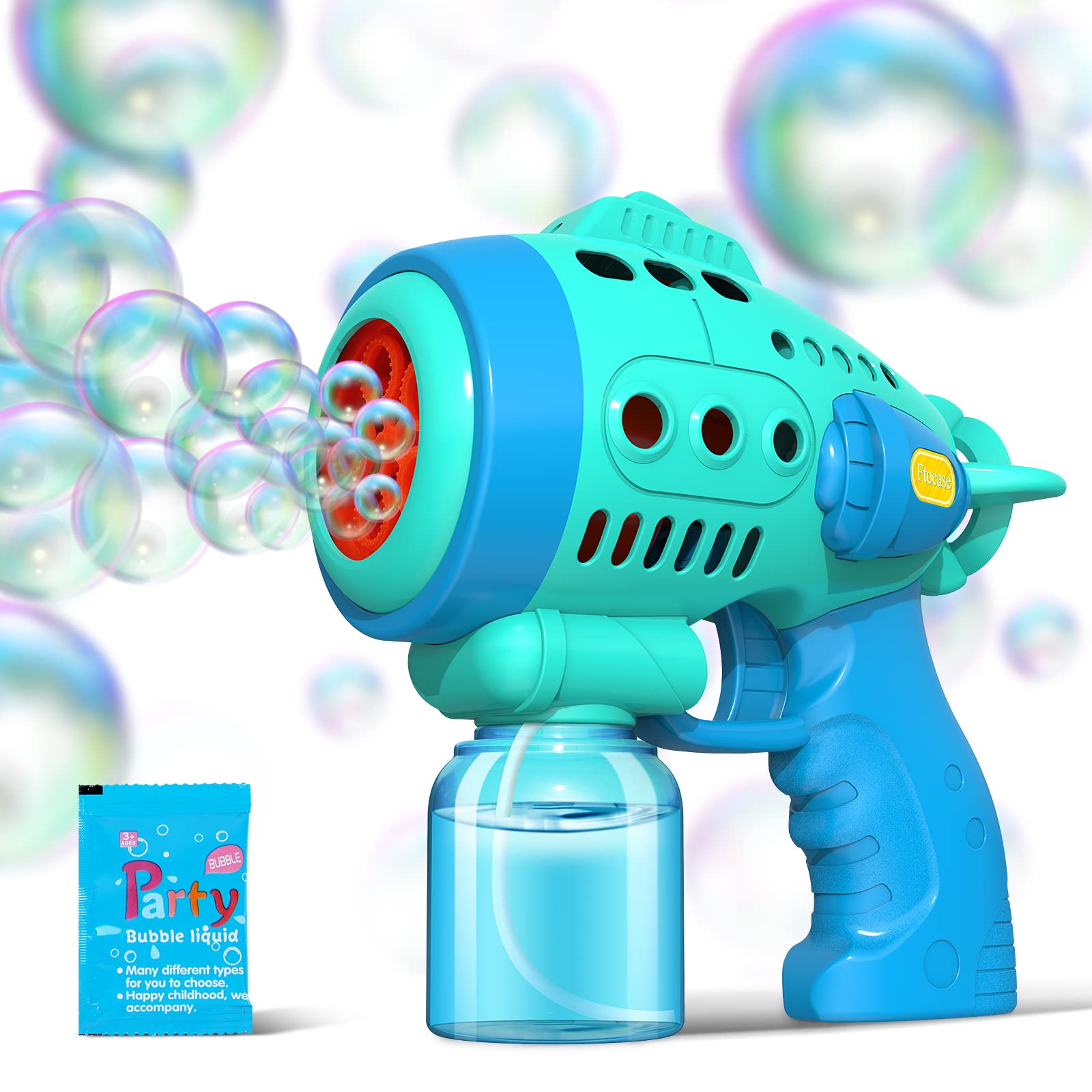 360° Leak-Proof Bubble Gun with Bubble Solution - Automatic Bubble Blower Machine for Kids & Toddlers, Ergonomic Grip, Perfect for Birthday Parties, Easter Gifts, Outdoor Play & Backyard Fun