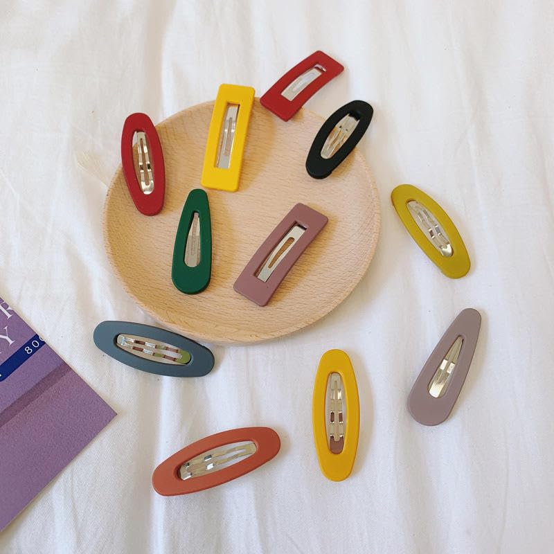 REhair 10 Pack Acrylic Metal Snap Hair Clips for Women & Girls - Matte Hair Barrettes & Fashion Hairpins for Teens (Hollow Rectangular Design) - Perfect for School, Work, Parties & Everyday Styling