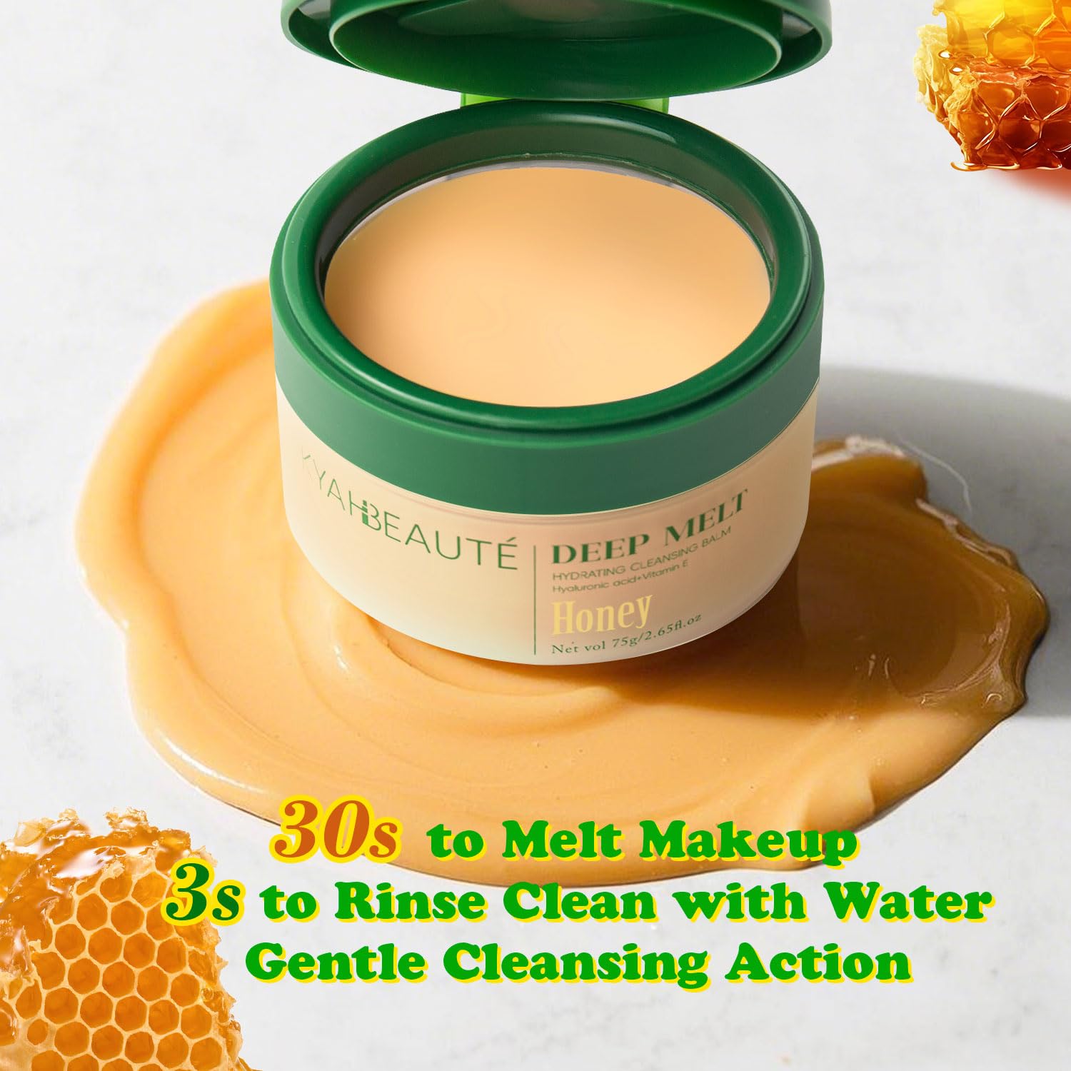 Best Cleansing Balm for Sensitive Skin - Hydrating Makeup Remover with Honey, Coconut Oil & Vitamin E | Effectively Removes Waterproof Mascara & Long-Lasting Makeup | 2.65 Oz Nourishing Facial Cleanser | Perfect for Nighttime Skincare & Travel-Friendly Beauty Routine