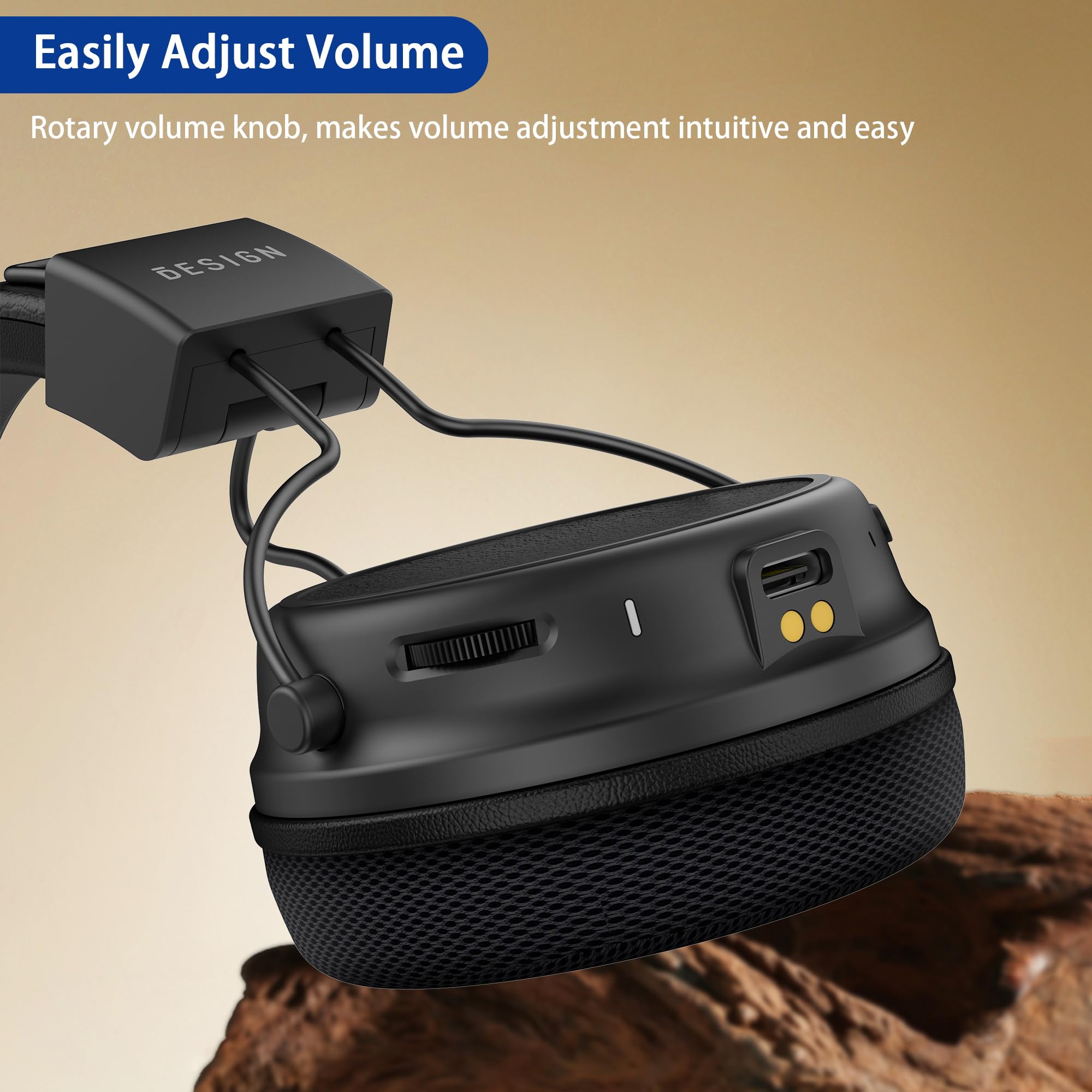BESIGN BTH02 Wireless Bluetooth Headphones for TV Watching - 100ft Range, No Audio Delay, with Charging Dock - Ideal for Seniors & Home Entertainment