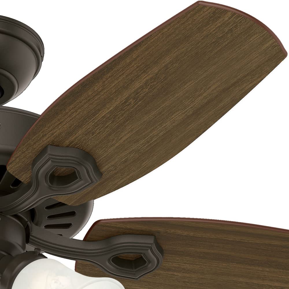 Hunter Fan 42 Inch Traditional Snow White Ceiling Fan with 3-Light Fitter & Swirled Marble Glass - 5 Blade Energy Efficient - Renewed Bronze Finish - Perfect for Bedroom, Living Room, or Office Cooling