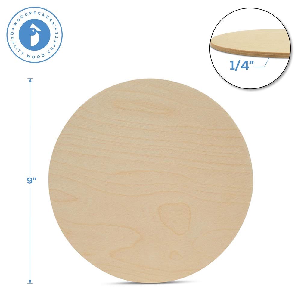 9 Inch Baltic Birch Plywood Circles - 1/4 Inch Thick Unfinished Wood Cutouts (Pack of 100) for DIY Crafts, Laser Cutting, Woodworking Projects - Perfect for Home Decor, Scrapbooking & Art Supplies