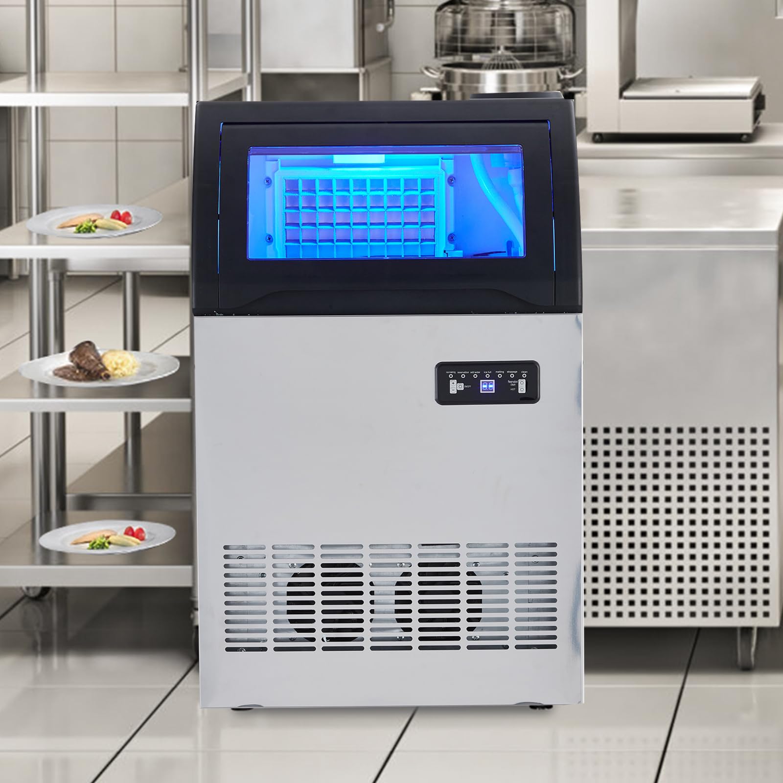 Commercial Ice Maker 155 Lbs/24H, Stainless Steel Undercounter Ice Machine with LED Display, 33 Lbs Storage - Perfect for Bars, Restaurants, Cafes, Homes & Offices - Ideal for Cocktails, Beverages & Food Preservation