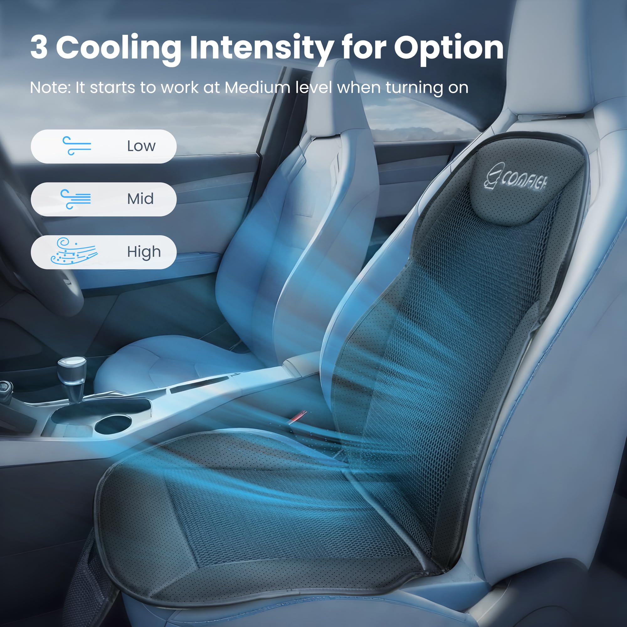 COMFIER 12V Cooling Car Seat Cover Cushion - Universal Front Seat Cooling Pad for Cars, Trucks & SUVs | Stay Cool on Long Drives & Hot Summer Days