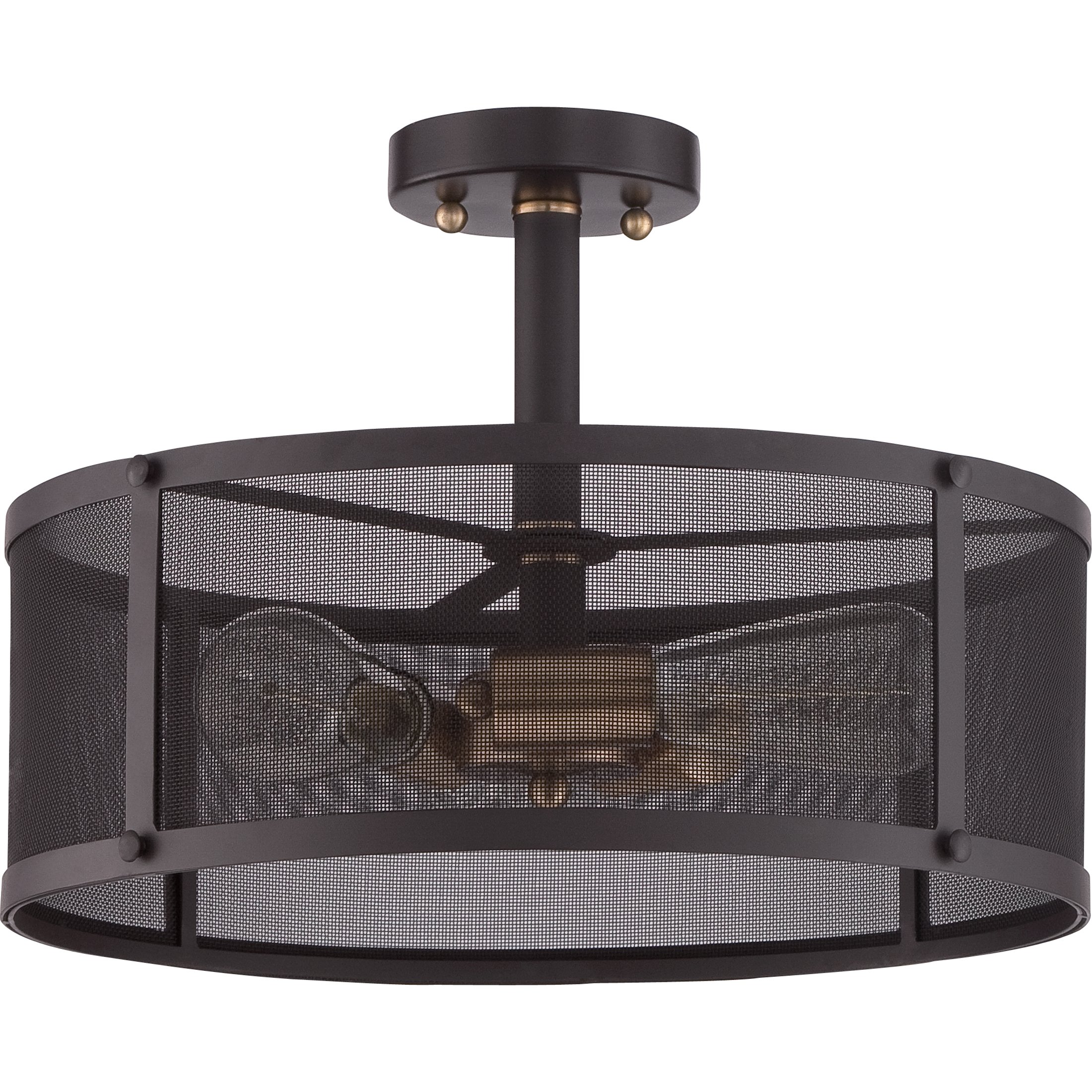 Quoizel Union Station 3-Light Western Bronze Semi-Flush Mount Ceiling Light Fixture for Dining Room, Bedroom & Hallway - Rustic Home Decor Lighting