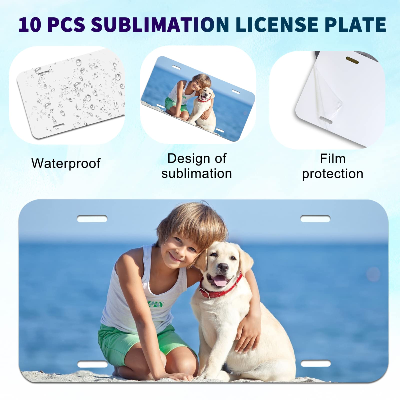10 Pack Sublimation License Plate Blanks - 0.65mm Thick Aluminum Plates for Heat Transfer, DIY Custom Design (White) - Perfect for Car, Motorcycle & Home Decoration Projects