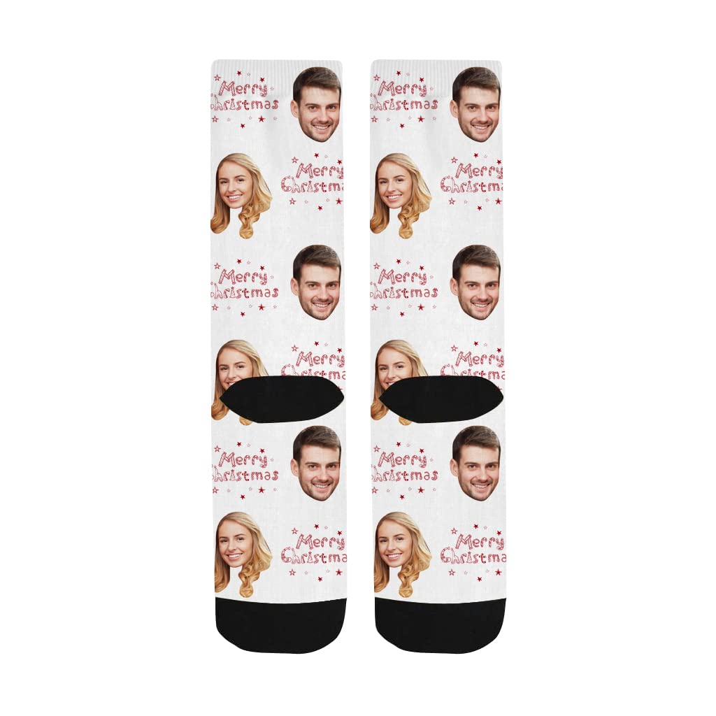 Custom Christmas Novelty Socks with Funny Print - Personalized Photo Socks for Couples | Unisex Crew Socks for Men & Women | Perfect Gift for Holidays, Stocking Stuffers & Christmas Parties