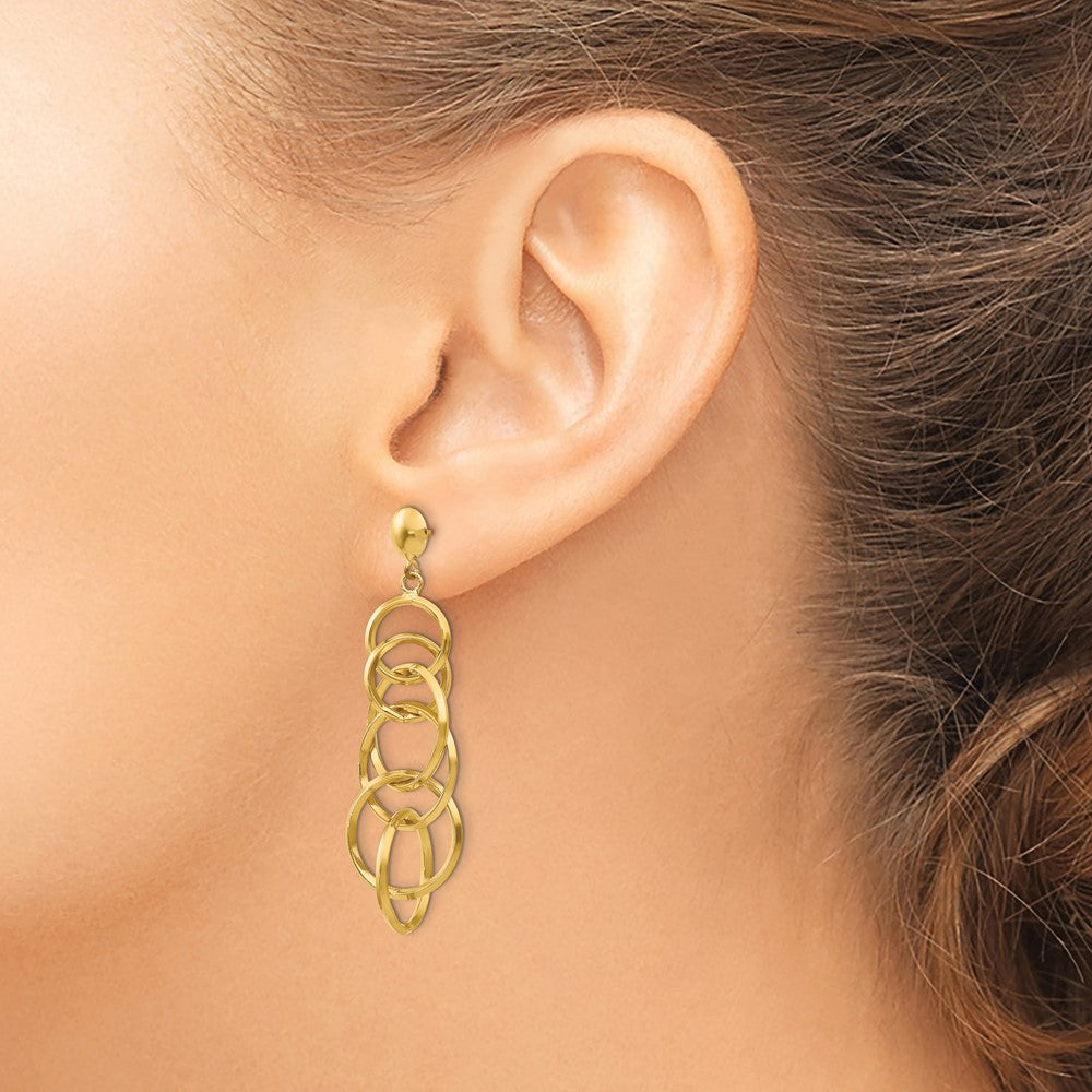 Gold Circle Drop Post Earrings for Women - Elegant Dangle Hoop Earrings TM545 - Perfect for Parties, Weddings & Everyday Wear