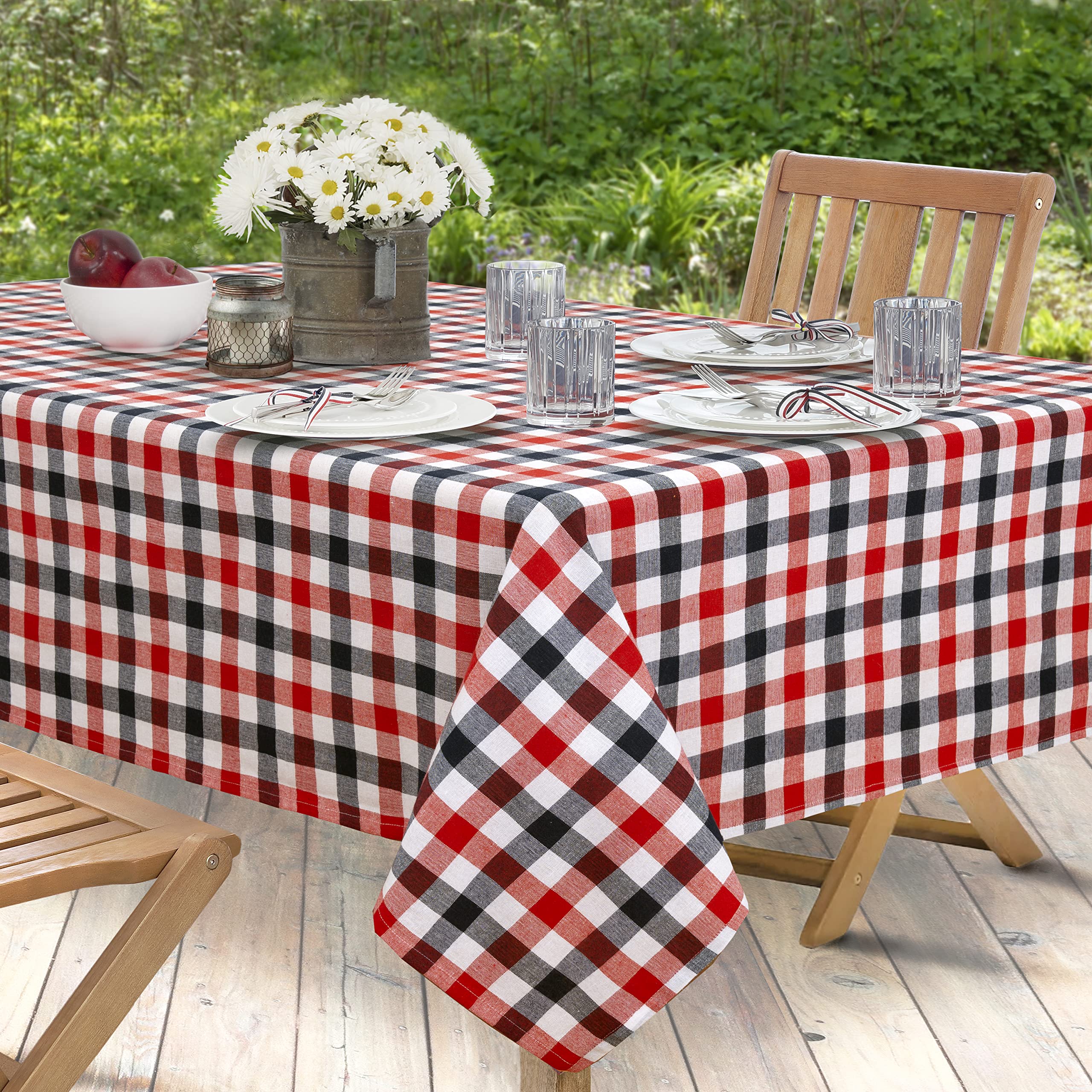 4-Pack Rectangle Fabric Placemats - Patriotic Gingham Pattern in Red White & Blue - Indoor/Outdoor Dining & BBQ Party Decor - Durable American-Themed Table Setting for Picnics, Backyard Gatherings & Holiday Celebrations