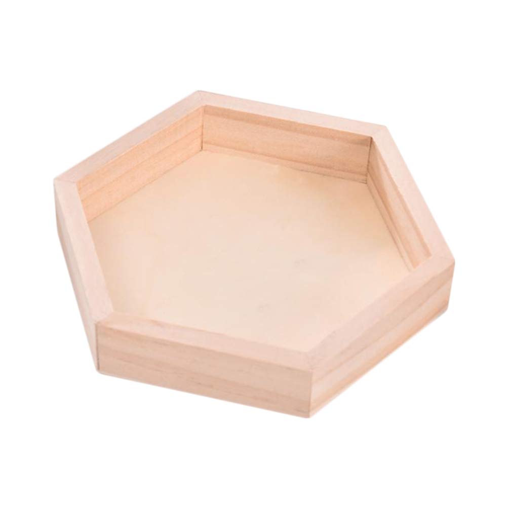 Hexagon Wood Jewelry Tray for Rings, Bracelets & Necklaces - Bathroom & Dresser Organizer