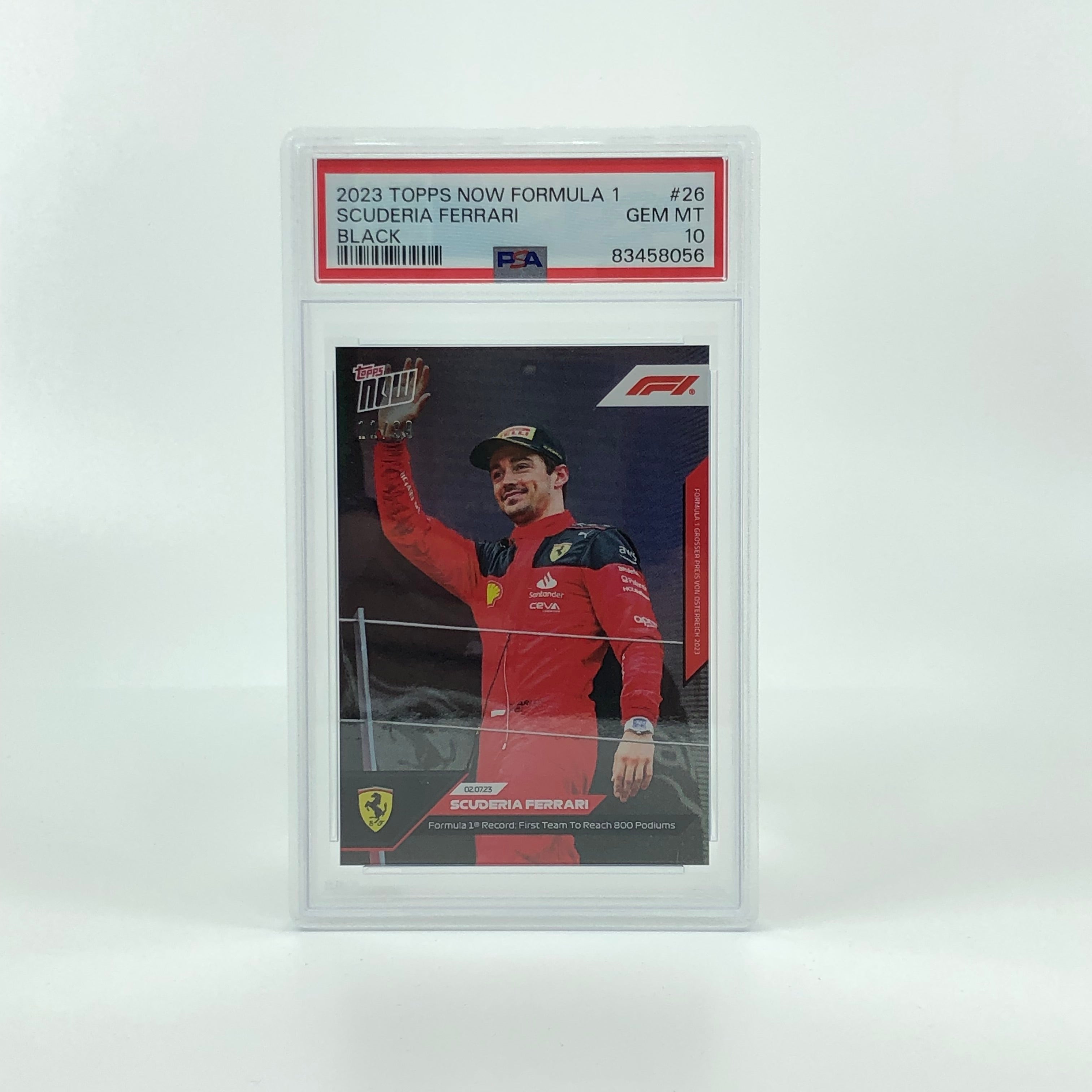PSA 10 Graded 2023 Topps Now Charles Leclerc #26 Black Parallel Card - 11/99 Limited Edition for F1 Collectors & Racing Memorabilia Display