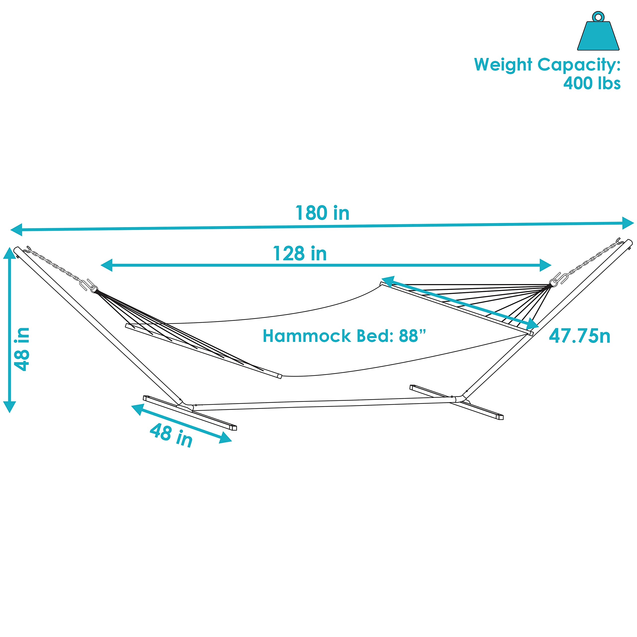 Sunnydaze 15-Foot Steel Stand Double Hammock with 400lb Capacity - Durable Polyester Rope & Black/Tan Design - Perfect for Backyard, Patio, Camping & Outdoor Relaxation
