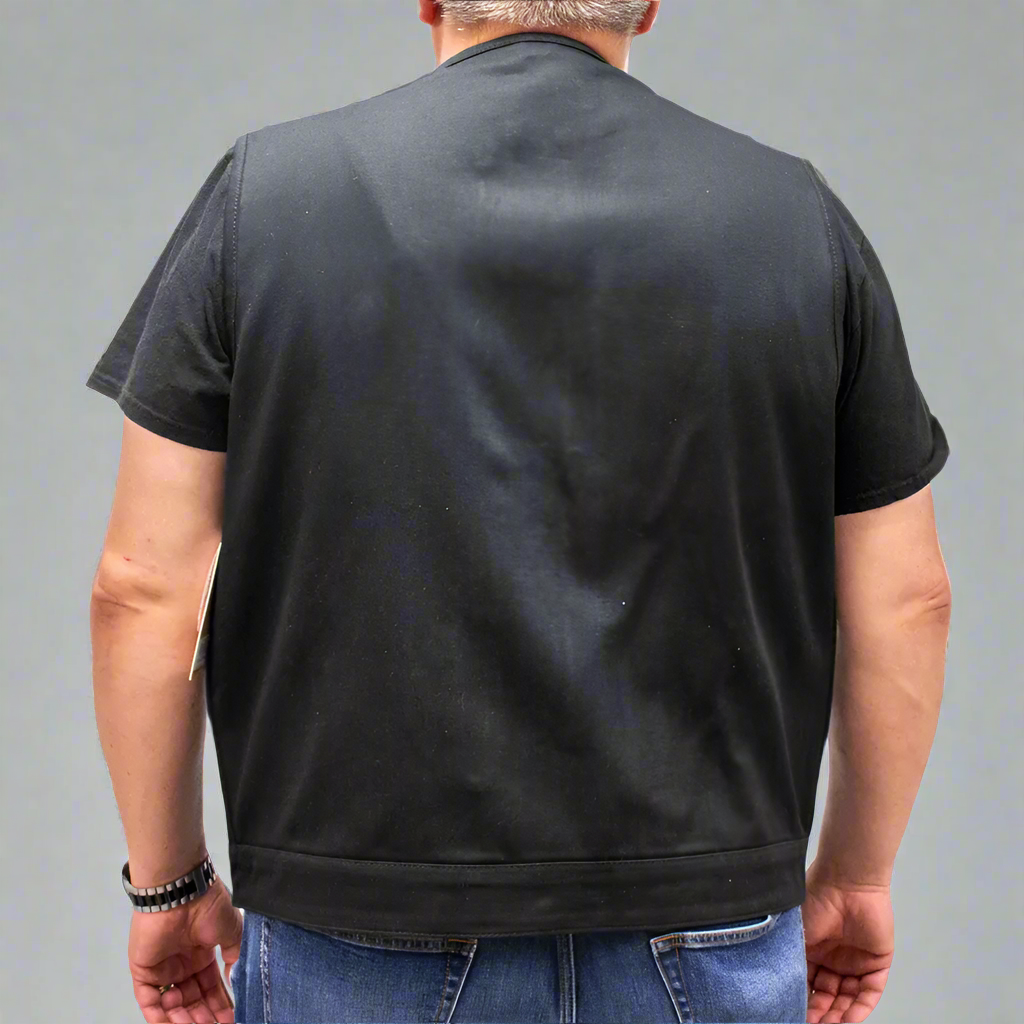 First MFG Co. Men's Motorcycle Twill Vest - Durable Riding Jacket for Harley Davidson & Cruiser Bikers - Perfect for Road Trips & Motorcycle Events