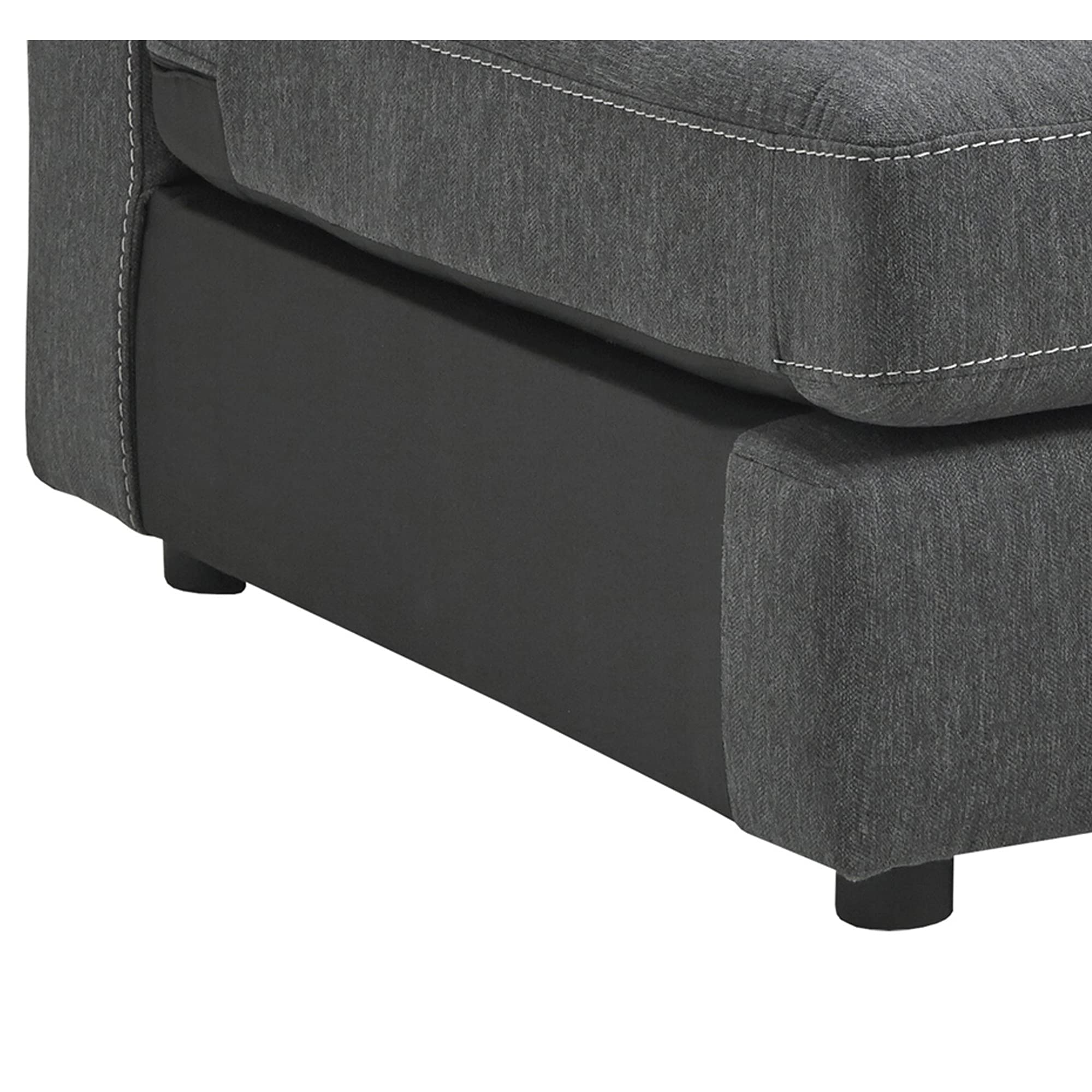 Benjara Armless Chair with Fabric Padded Seat and Sturdy Block Legs in Gray - Perfect for Living Room, Bedroom, or Office Seating