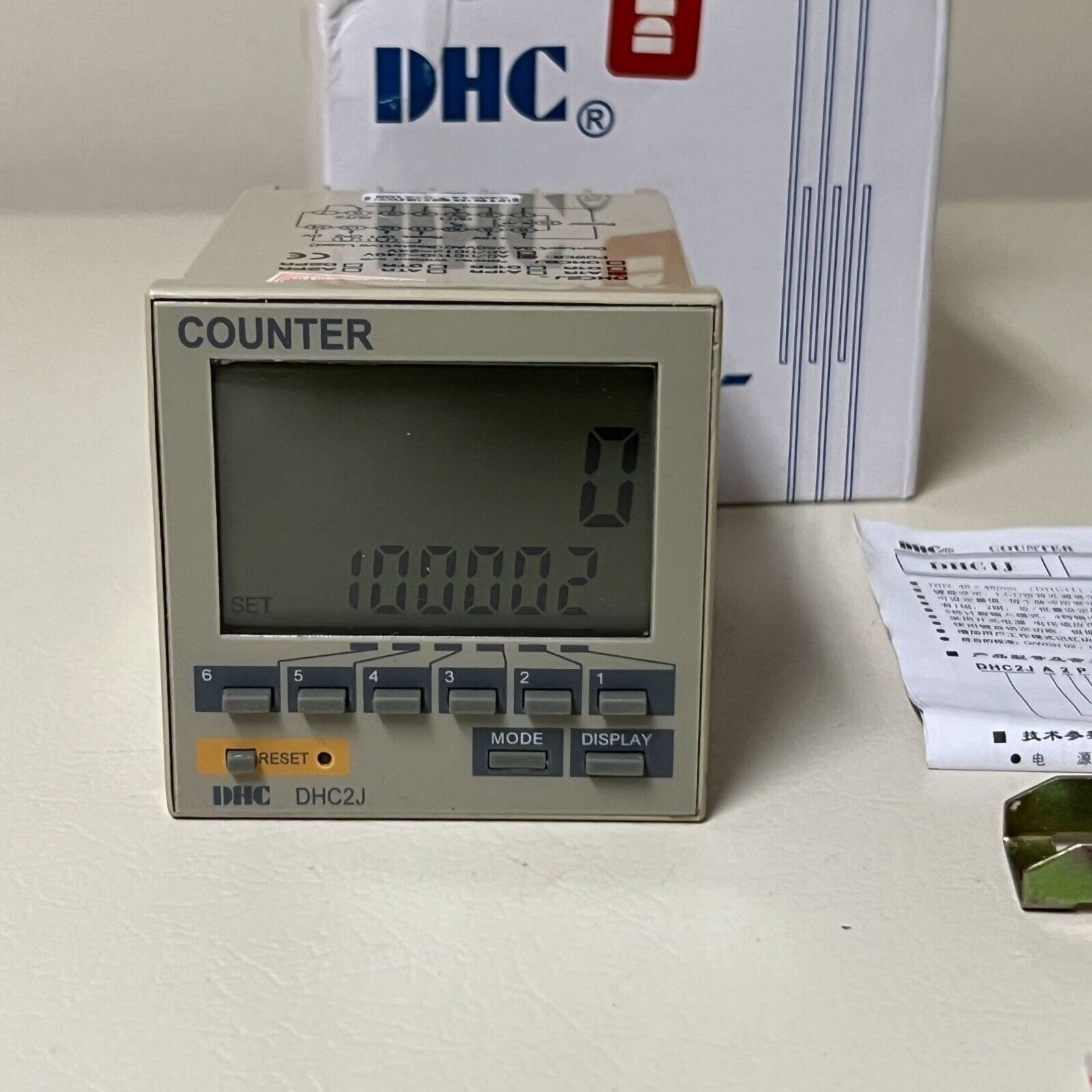 DHC Digital Counter 1-999999 LCD Display, AC/DC 100-240V with Accessories - Perfect for Industrial Counting, Manufacturing, and Inventory Control