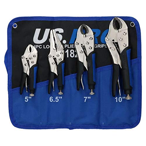 4pc Locking Grip Wrench Set with Soft Grip Handles - Heavy-Duty Vice Locking Pliers & Mole Grips for DIY, Automotive, and Home Repairs