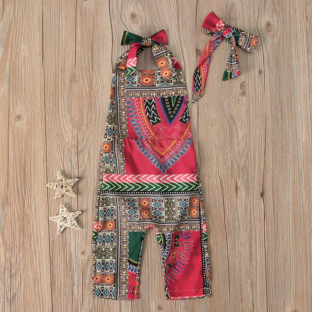 **Cute African Dashiki Romper Jumpsuit for Toddler Girls - Sleeveless Summer Baby Clothes (Multicolor, 3-6 Months) - Perfect for Playdates, Parties & Cultural Celebrations**