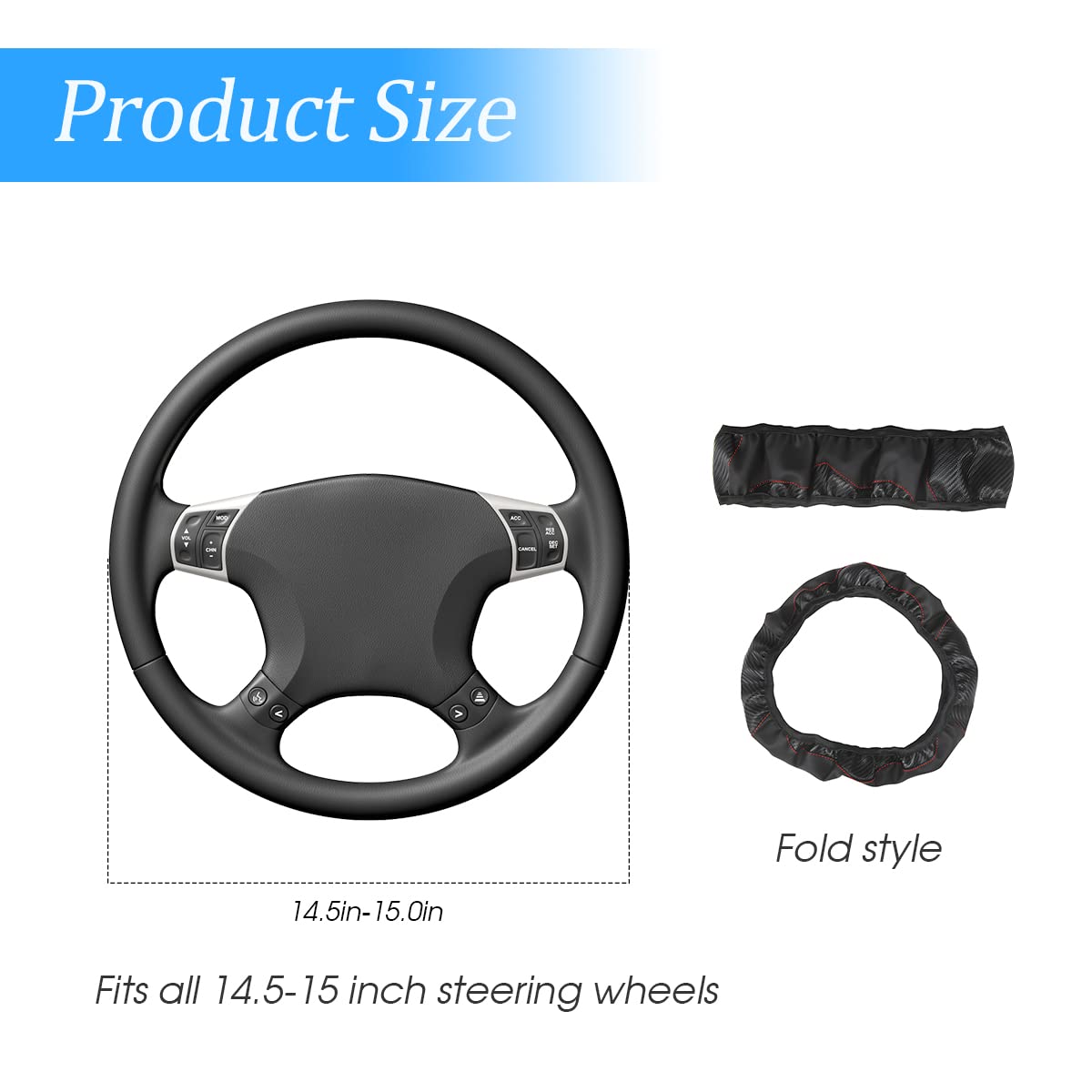15 Inch Carbon Fiber Microfiber Leather Steering Wheel Cover - Anti-Slip, Breathable & Elastic Stretch Design for Men & Women - Universal Fit for SUV, Truck, Van (Black/Purple) - Perfect for Daily Commute & Long Road Trips