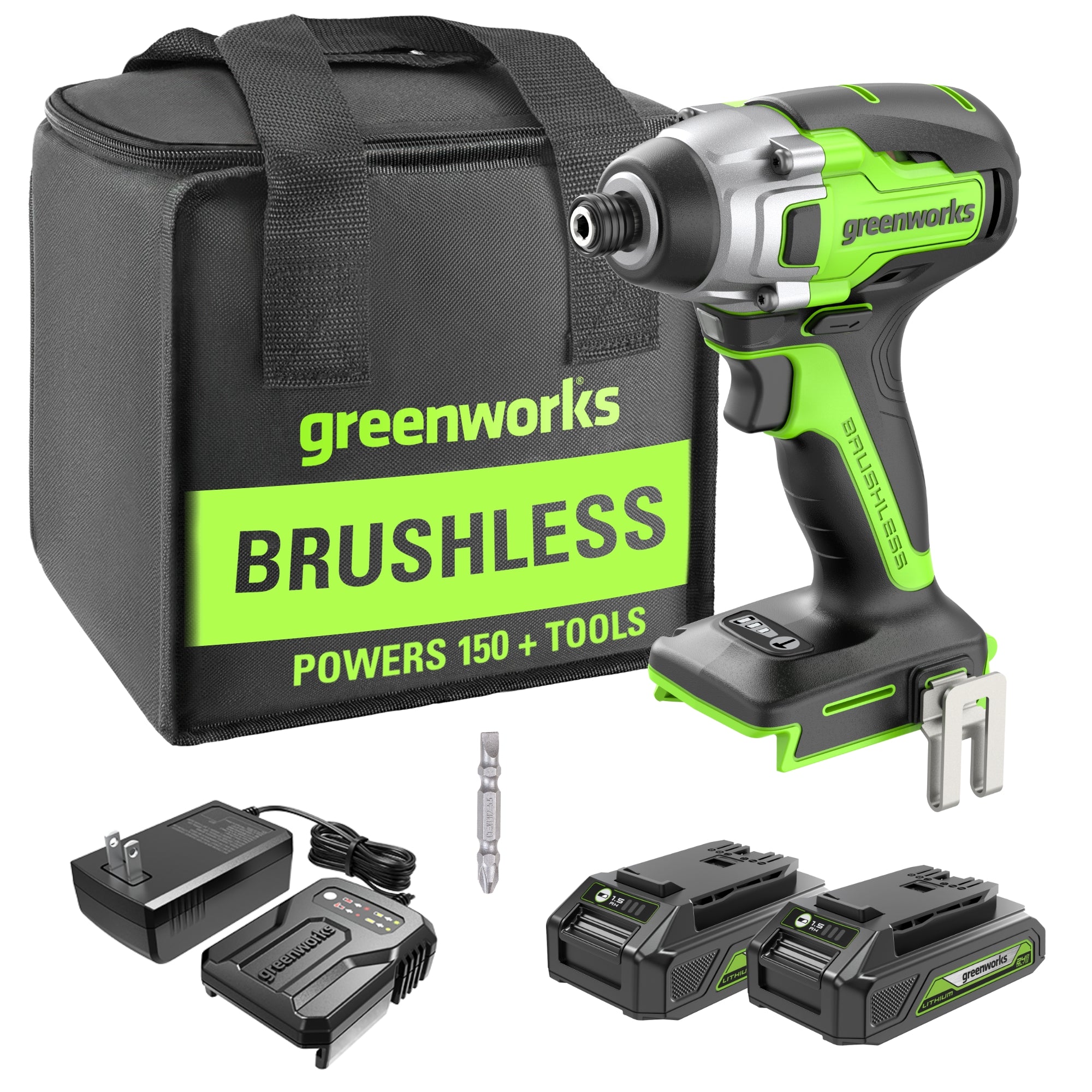 24V 1/4 Inch 2650 in/lbs Brushless Impact Driver Kit with (2) 2.0Ah USB Rechargeable Batteries & Fast Charger - Perfect for DIY Projects, Home Repairs, and Professional Construction Work