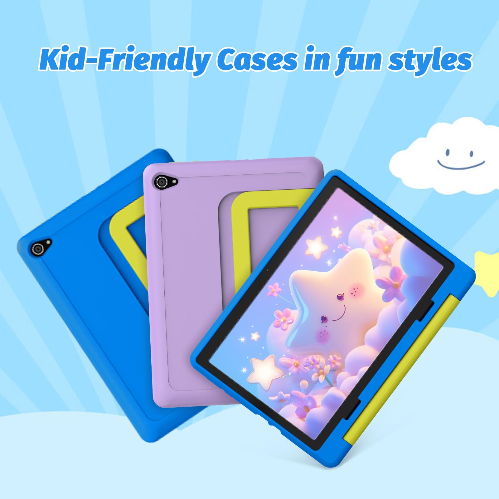 10 Inch Kids Tablet with Android 14 | Octa-Core 64GB Storage (Expandable to 1TB) | WiFi Children's Learning Tablet with Parental Controls & Dual Camera | Includes Protective Case | Perfect Gift for Toddlers & Kids | Ideal for Homeschooling, Travel, and Educational Entertainment