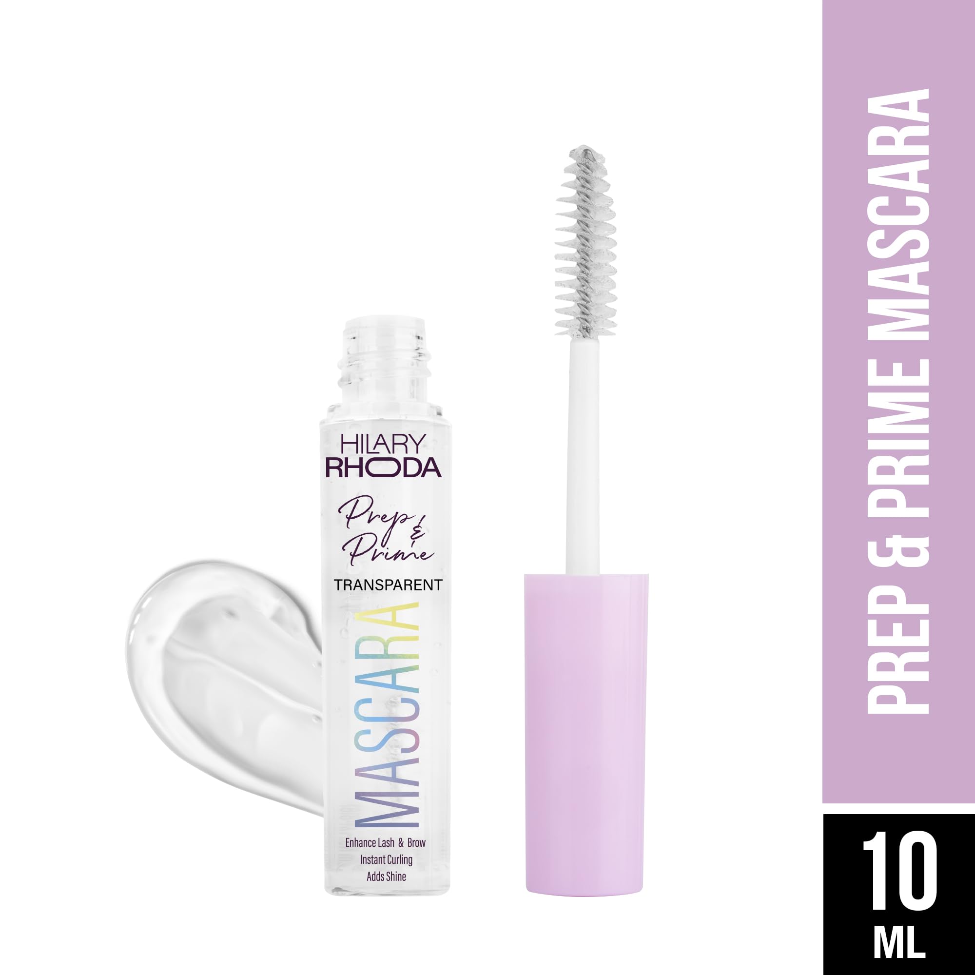 Hilary Rhoda Prep & Prime Transparent Mascara - Natural Look Clear Mascara for Lengthening & Curling Lashes | Clump-Free Clear Gel Formula (10ml) | Perfect for Everyday Wear, No Makeup Makeup Looks & Lash Grooming