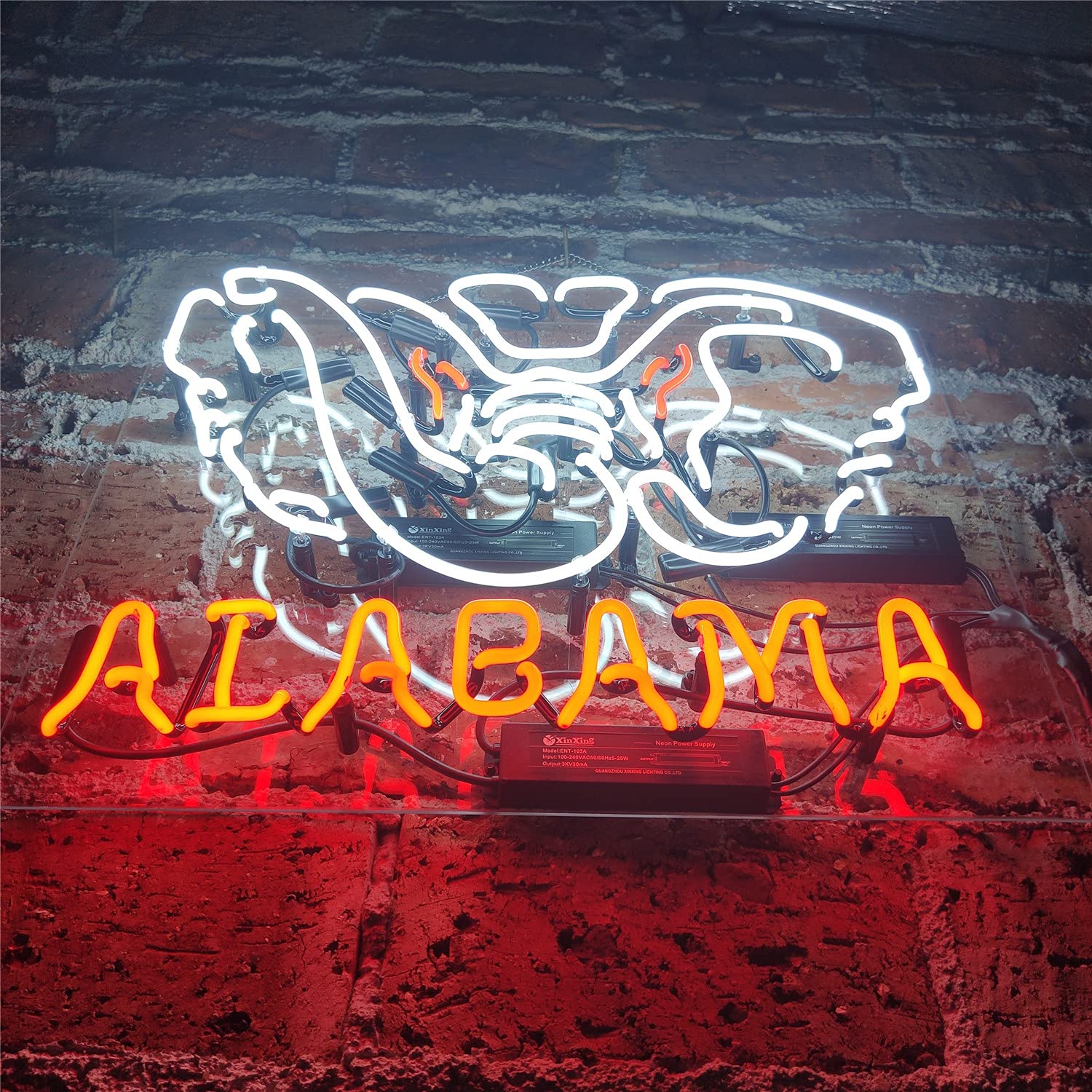 Custom ALABAMA Neon Light Sign - Real Glass Bar Signs for Home, Bedroom & Beer Bar Decor - Wall Hanging Neon Lights for Halloween & Christmas - Perfect for Parties, Gifts & Wall Art