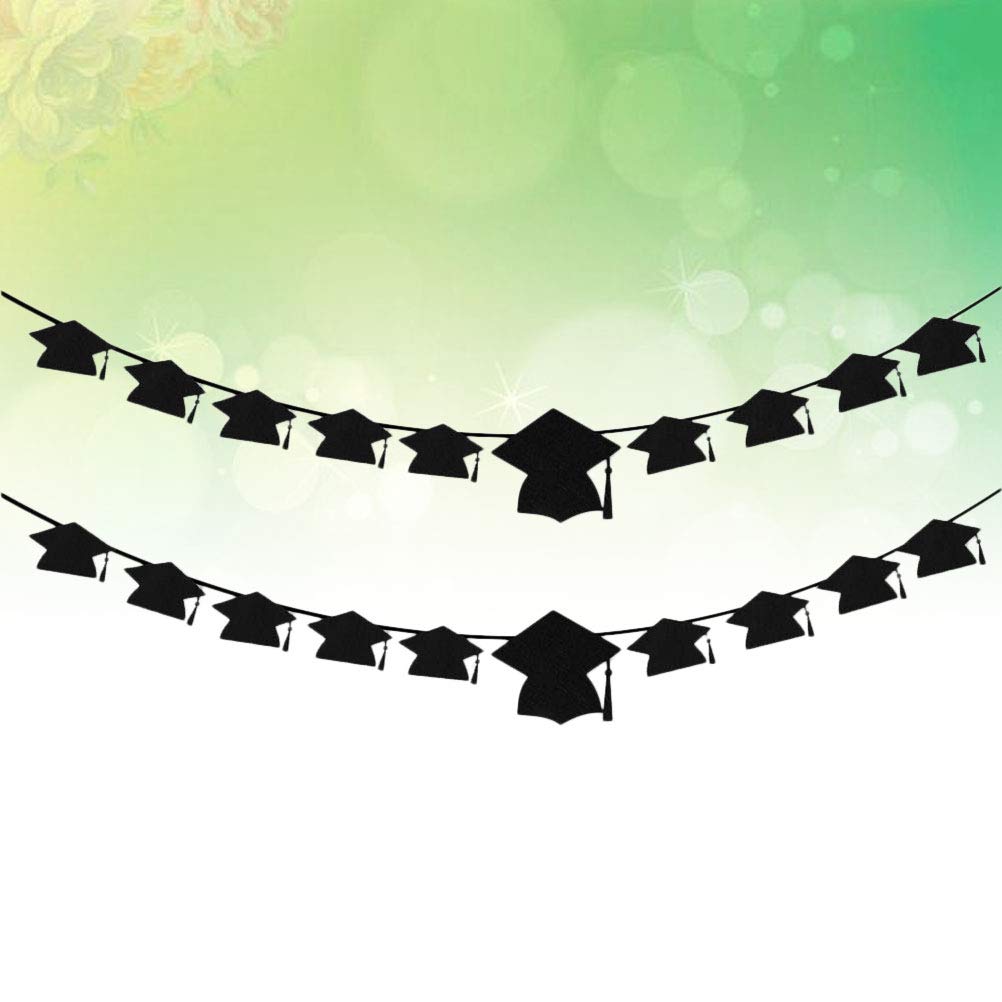 PRETYZOOM 2 Sets Graduation Party Decorations - Cap Shaped Photo Banner Garland for High School & College Graduation 2019 - Perfect for Graduation Ceremony, Party Backdrop & Photo Booth Decor