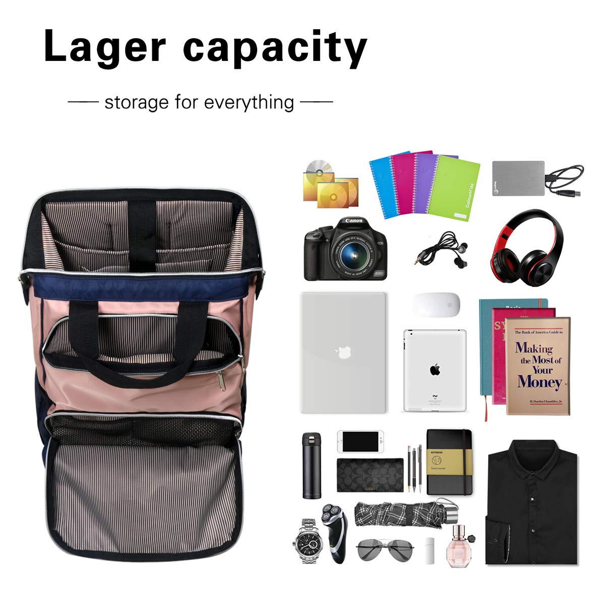 Hap Tim Pink Laptop Backpack for Women - Stylish Travel & Work Backpack with USB Charging Port (7651-BP) - Perfect for Business Trips, College & Daily Commute