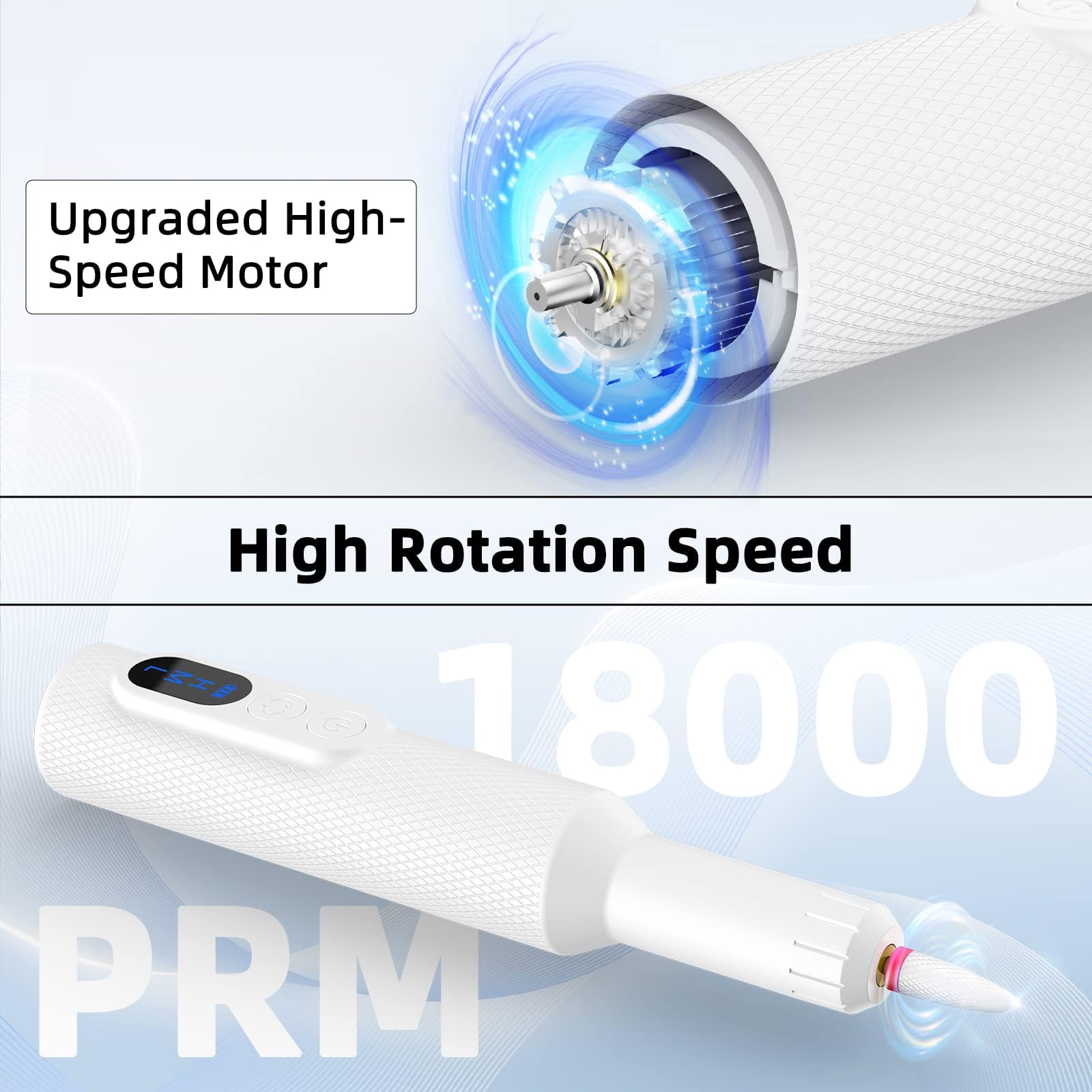USB Electric Nail Drill Kit - Portable Manicure Pedicure Tool for Acrylic Nails (White) | Salon & Home Use