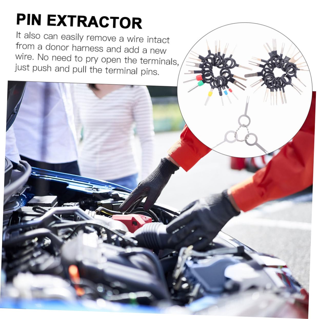 Garneck 1 Terminal Wire Connector Kit - Crimp Connector, Terminal Pin Puller & Remover Tool Set for Automotive Electrical Repairs (Plastic Bare Rod) - Perfect for Car Wiring, DIY Projects & Electronics Maintenance