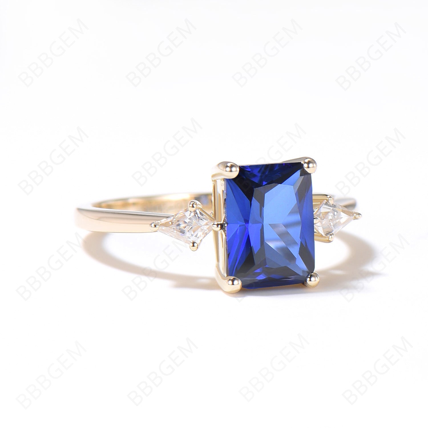 2CT Radiant Cut Blue Sapphire Engagement Ring for Women - Unique Three Stone Wedding Ring with 14K White Gold - Perfect for Proposals, Anniversaries & Special Occasions