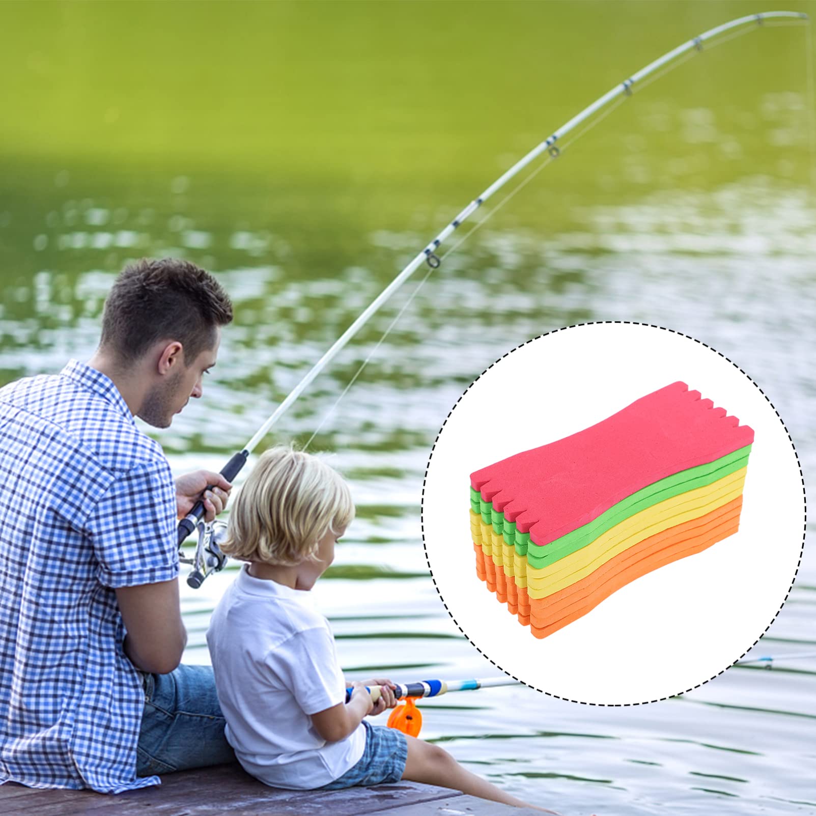 **Gatuida 10-Piece Foam Fishing Line Spool Board – Fishing Leader Wire Wrapped Holder & Hook Organizer – Ideal for Freshwater, Saltwater, and Ice Fishing**