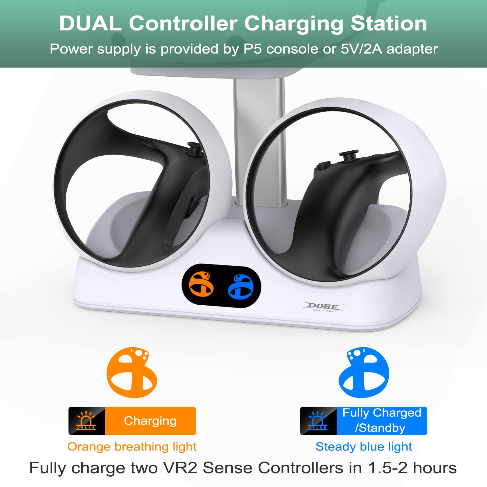 FASTSNAIL PS5 VR2 Charging Station - Playstation VR2 Headset Stand & Dual Sense Controller Dock - Fast Charging Dock for PS VR2 Accessories - Perfect for Gaming Setup & VR Storage Organization