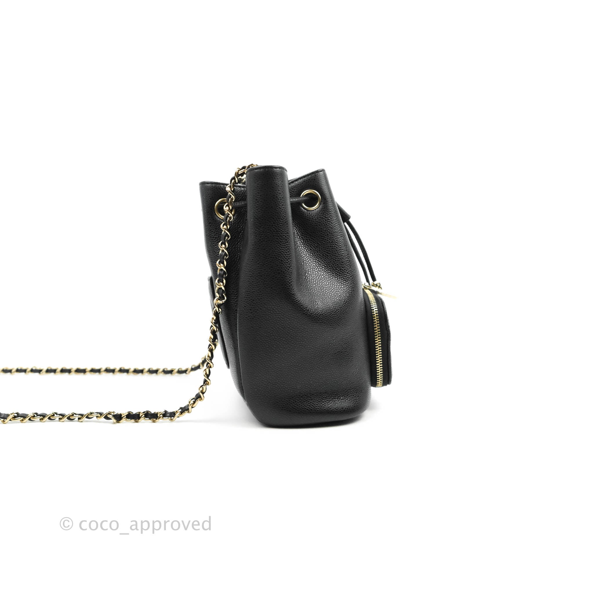 Chanel Business Affinity Drawstring Bucket Bag - Black Caviar Leather with Gold Hardware (21P Collection) | Luxury Crossbody Handbag for Work, Travel & Everyday Use
