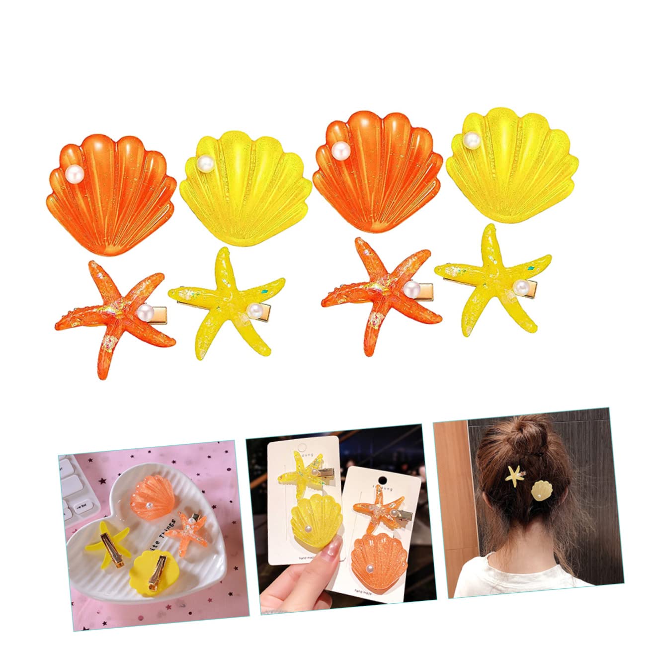 Mermaid Hair Clips 4Pcs - Seashell Barrettes for Girls, Styling Accessories for Beach & Party