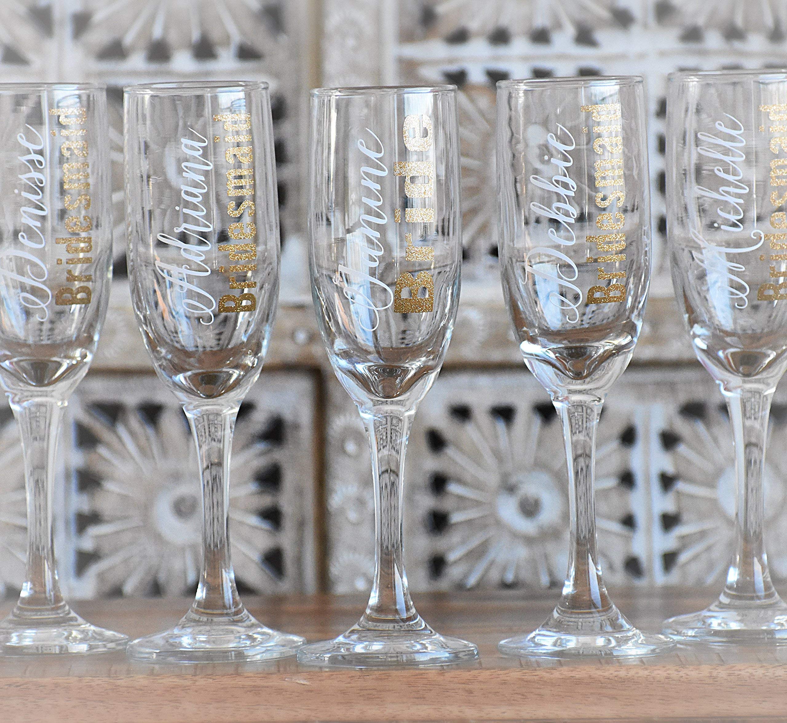 Personalized Bridesmaid Champagne Glasses - Elegant Wedding Toasting Flutes for Bridal Party Gifts, Perfect for Wedding Receptions, Anniversaries & Romantic Celebrations