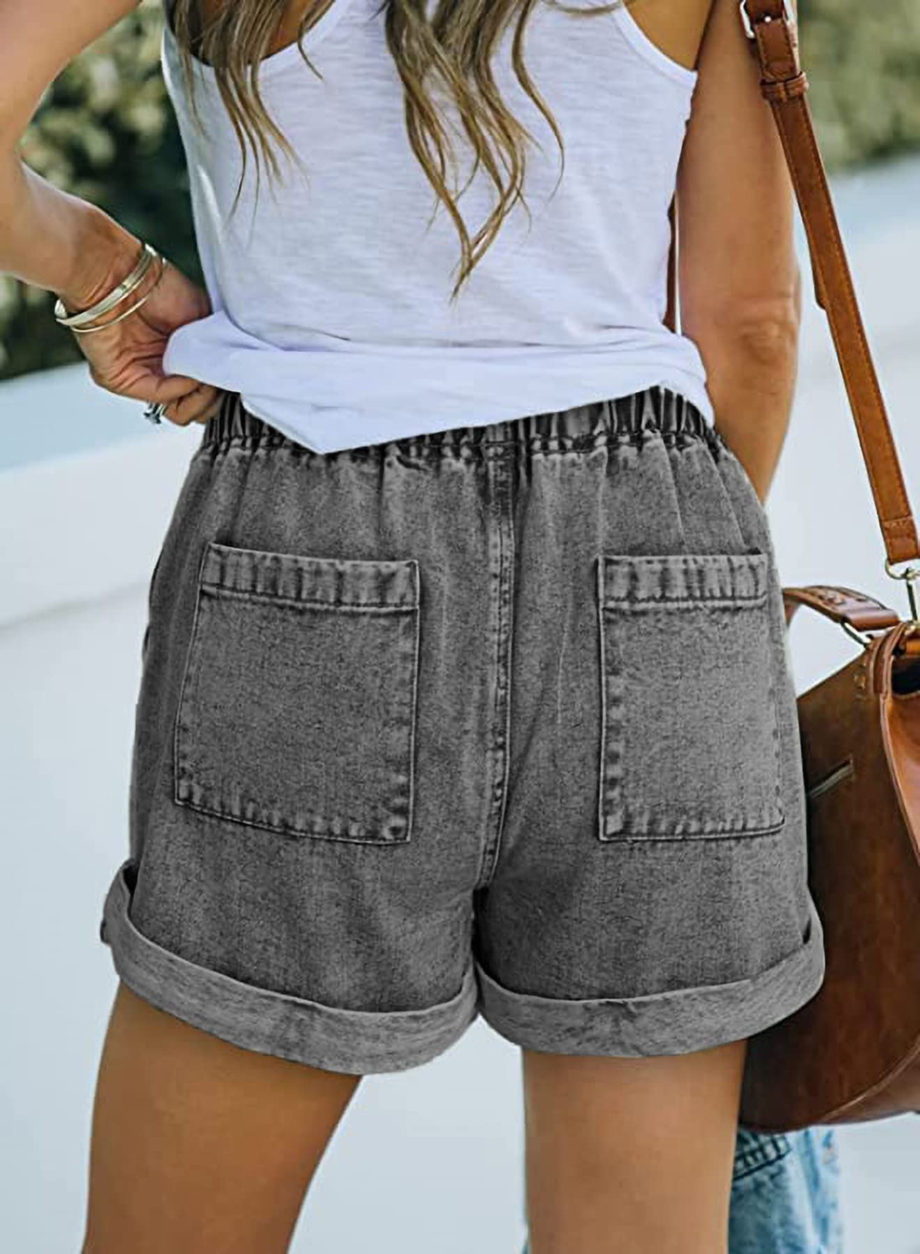 GOLDPKF Women's High Waist Ripped Denim Shorts - Stretchy Frayed Casual Jean Shorts for Summer | Perfect for Beach, Vacation & Everyday Wear