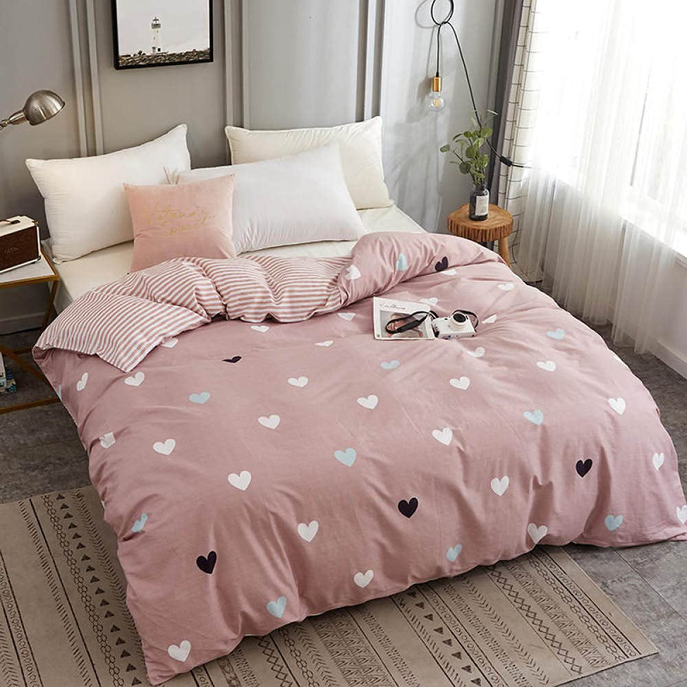 YJDCX Full Size Duvet Cover Set - Heart-Shaped Pink Modern Design for Queen King Twin Bed | Soft Quilt Cover for Home Bedroom Decor | Perfect for Master Bedroom, Guest Room & Dormitory