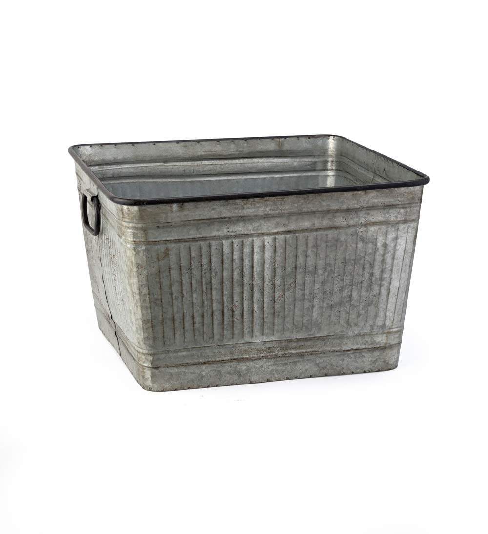IMAX 65345 Perryman Galvanized Beverage Tub with Stand - Lightweight Iron Drink Cooler for Parties, Camping & Outdoor Use | Perfect for Pet Bathing, Firewood Storage, Vegetable Display & Wine Chilling