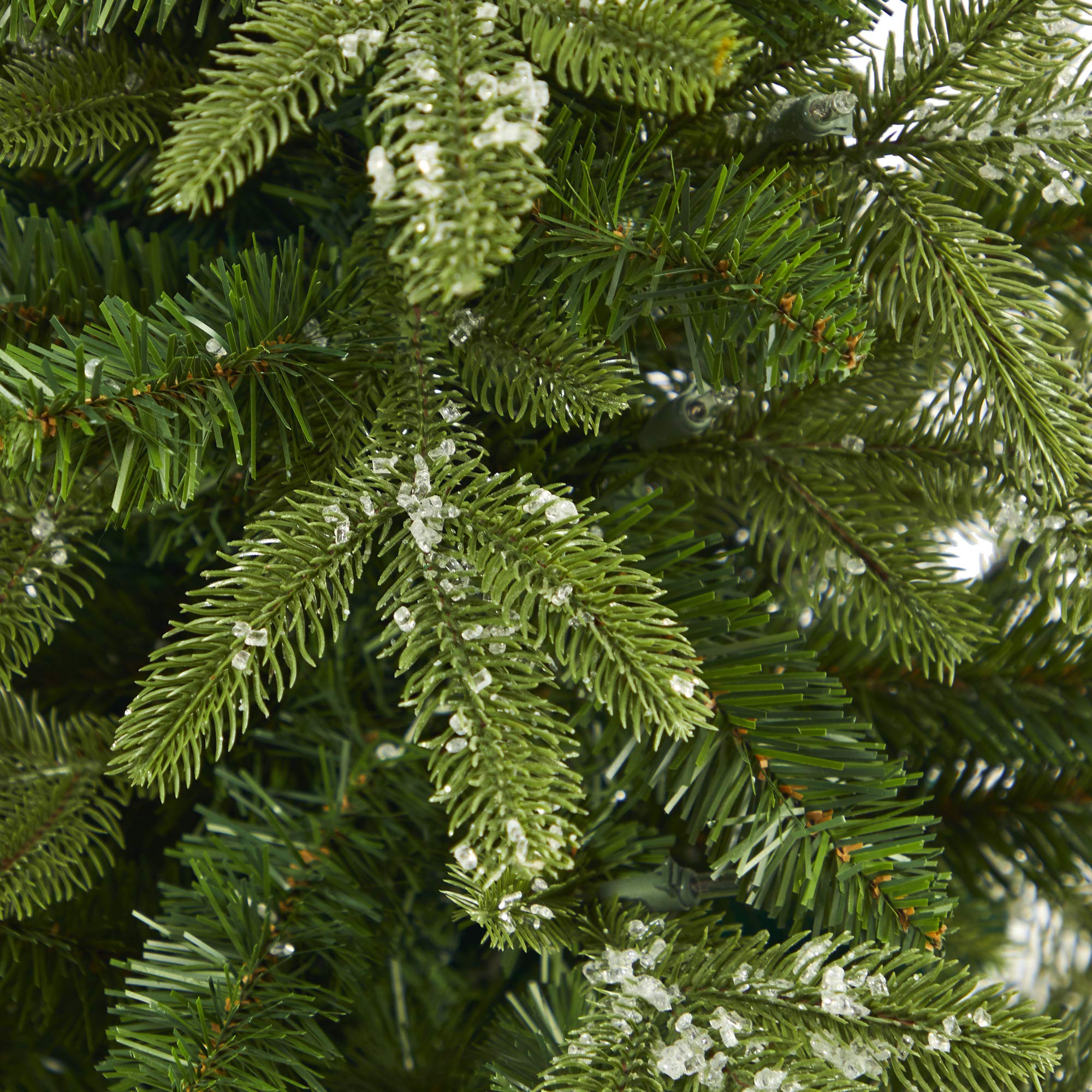 Nearly Natural 44-Inch Snowed Grand Teton Fir Artificial Christmas Tree with 50 Clear Lights & 111 Bendable Branches in Planter - Perfect for Living Room, Office, or Holiday Decorations