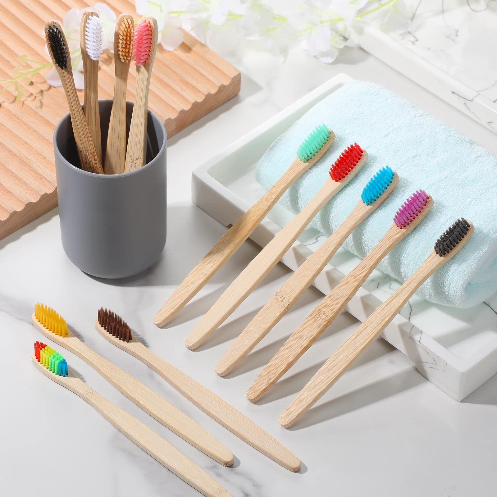 Eco-Friendly 120 Pack Bamboo Toothbrushes for Adults - Soft Bristles, Natural Wooden, Vegan & Organic Travel Toothbrushes (12 Colors, 7 Inch, Individually Wrapped) | Perfect for Home, Travel & Zero Waste Lifestyle