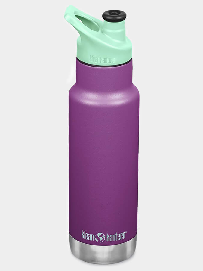 Klean Kanteen Insulated Kids Water Bottle 12oz (355ml) with Classic Sport Cap - Leak Proof Stainless Steel Bottle for School, Sports & Outdoor Activities