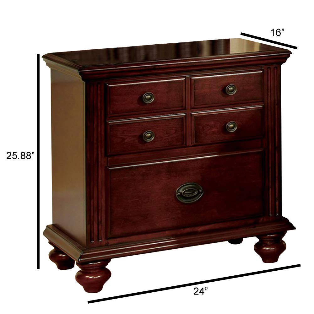 Furniture of America Gabrielle II Cherry Wood Nightstands - Bedside Tables for Bedroom with Storage Drawers, Modern Home Decor