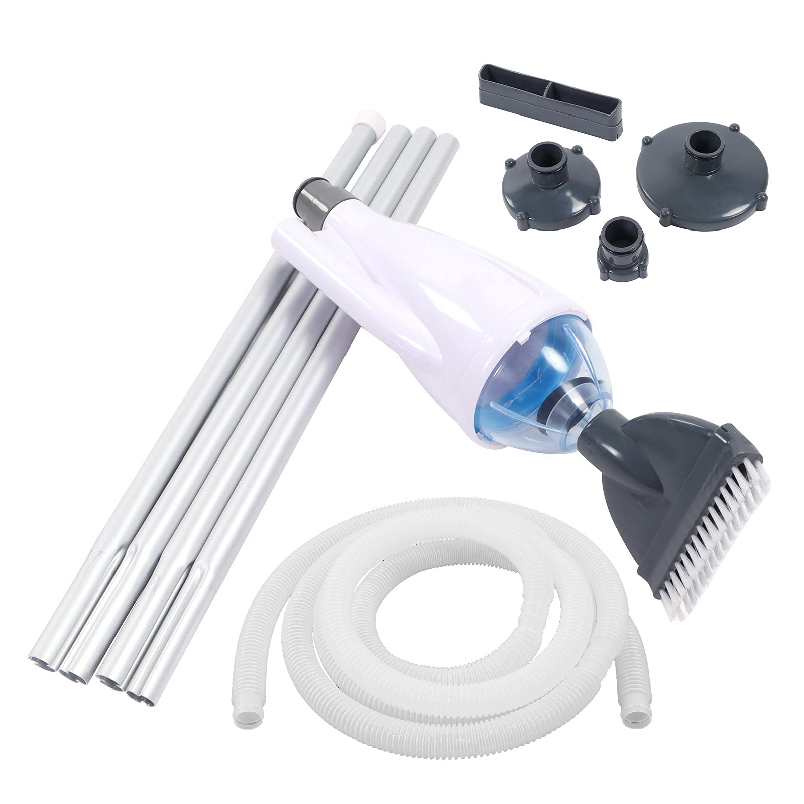 Portable Pool Vacuum Cleaner Kit with Brush & Mesh Bag - for Ponds, Spas & Hot Tubs